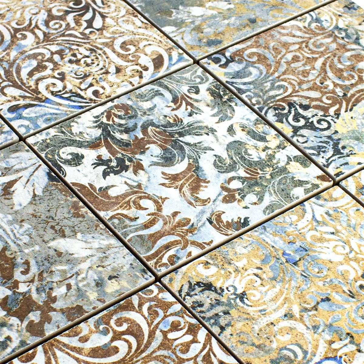 Mosafil Mosaikfliesen Keramikmosaik Fliesen Patchwork Bunt 95x95mm, Feinsteinzeug 29.500x29.500, bunt, Rutschfest
