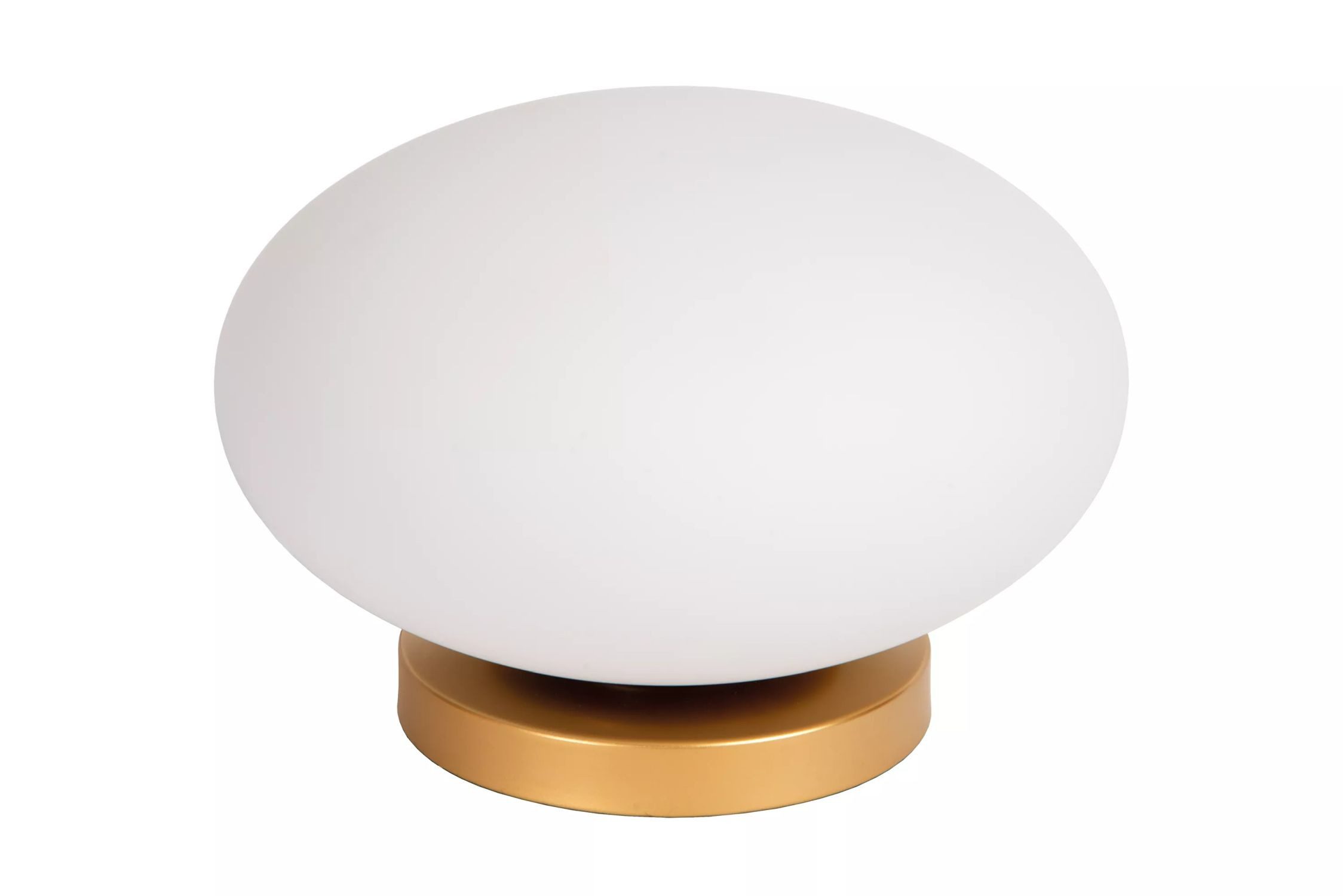 Licht-Erlebnisse Tischleuchte IVRO, ohne Leuchtmittel, Glas Metall rund Ø 30 cm 21 cm in Gold Weiß E27 Modern