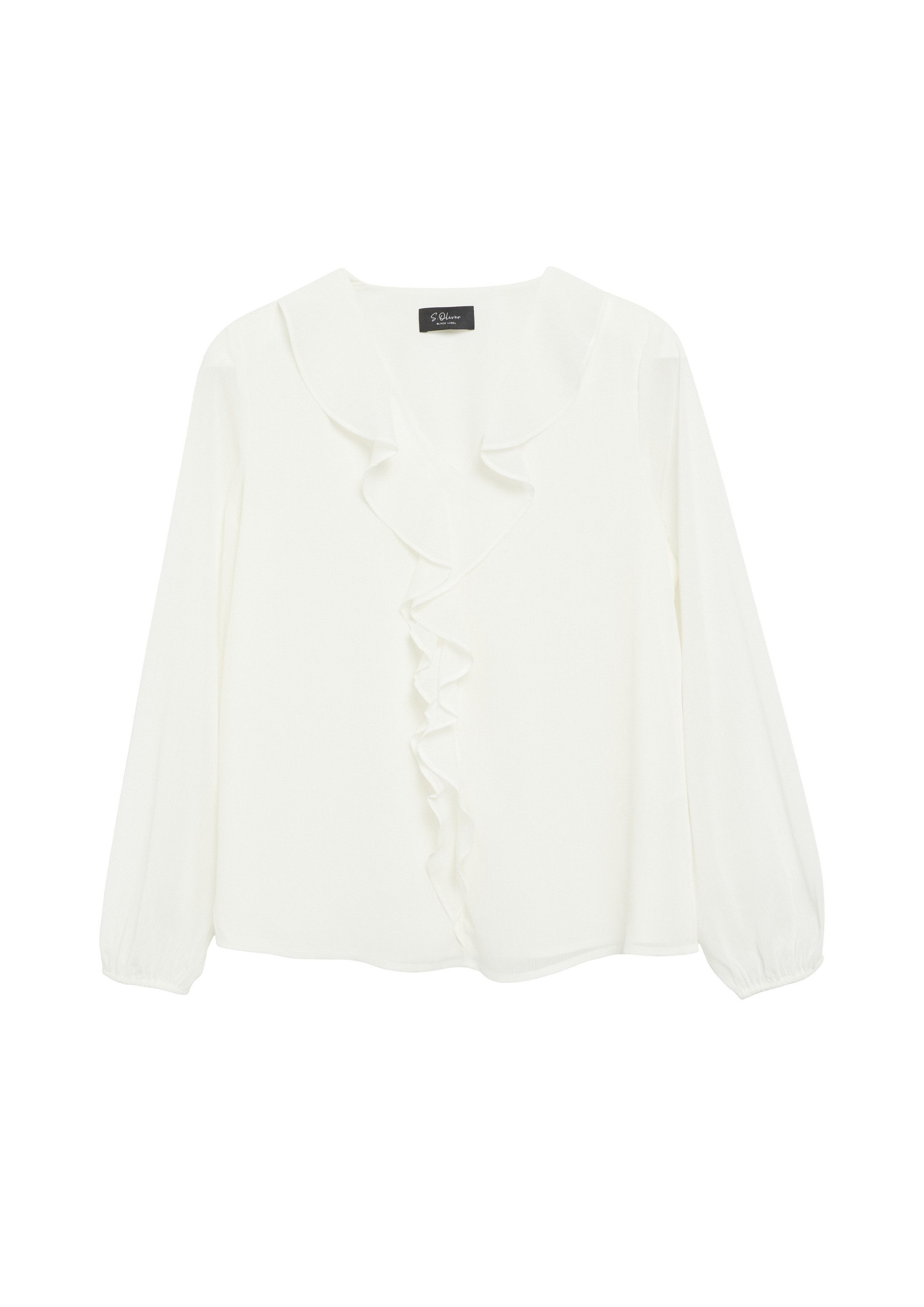 s.Oliver Langarmbluse Bluse Crêpe-Bluse mit Volants