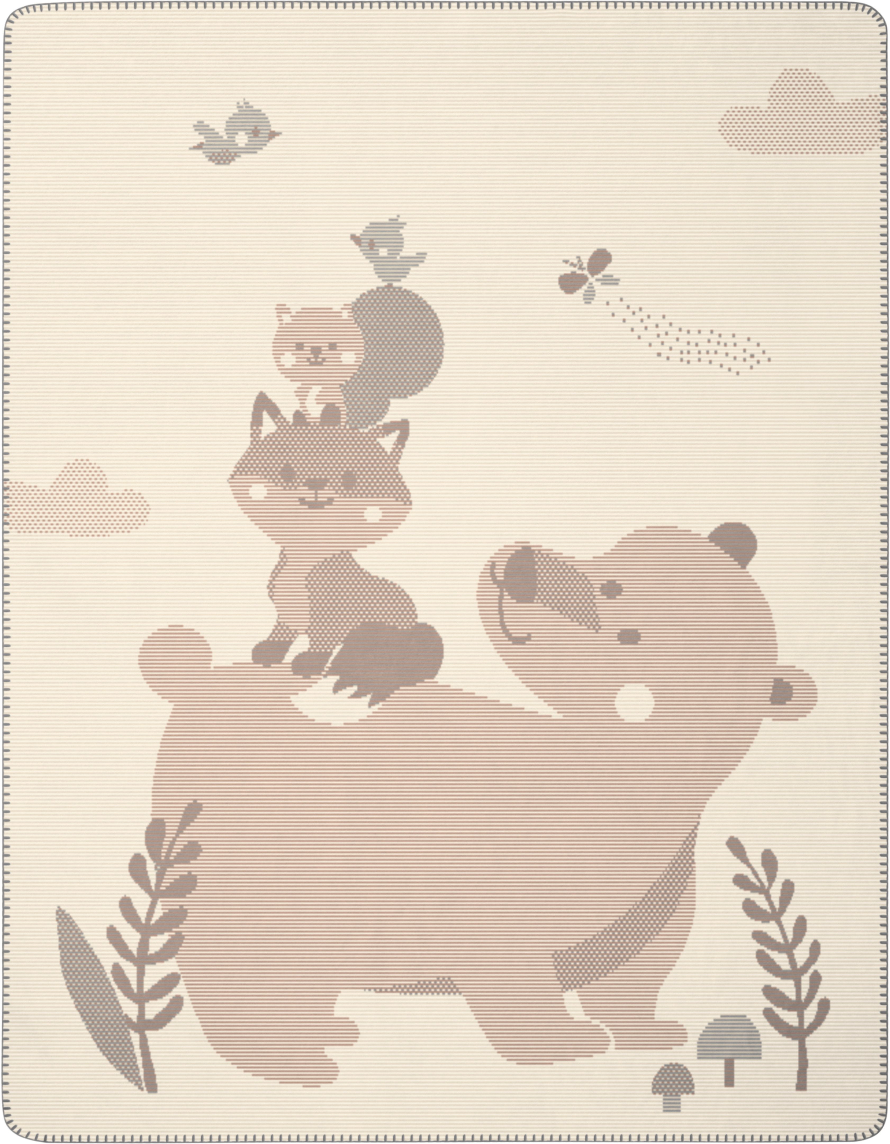 Babydecke Babydecke Foxy&Friends, Biederlack, 75 x 100, mit Zierstich