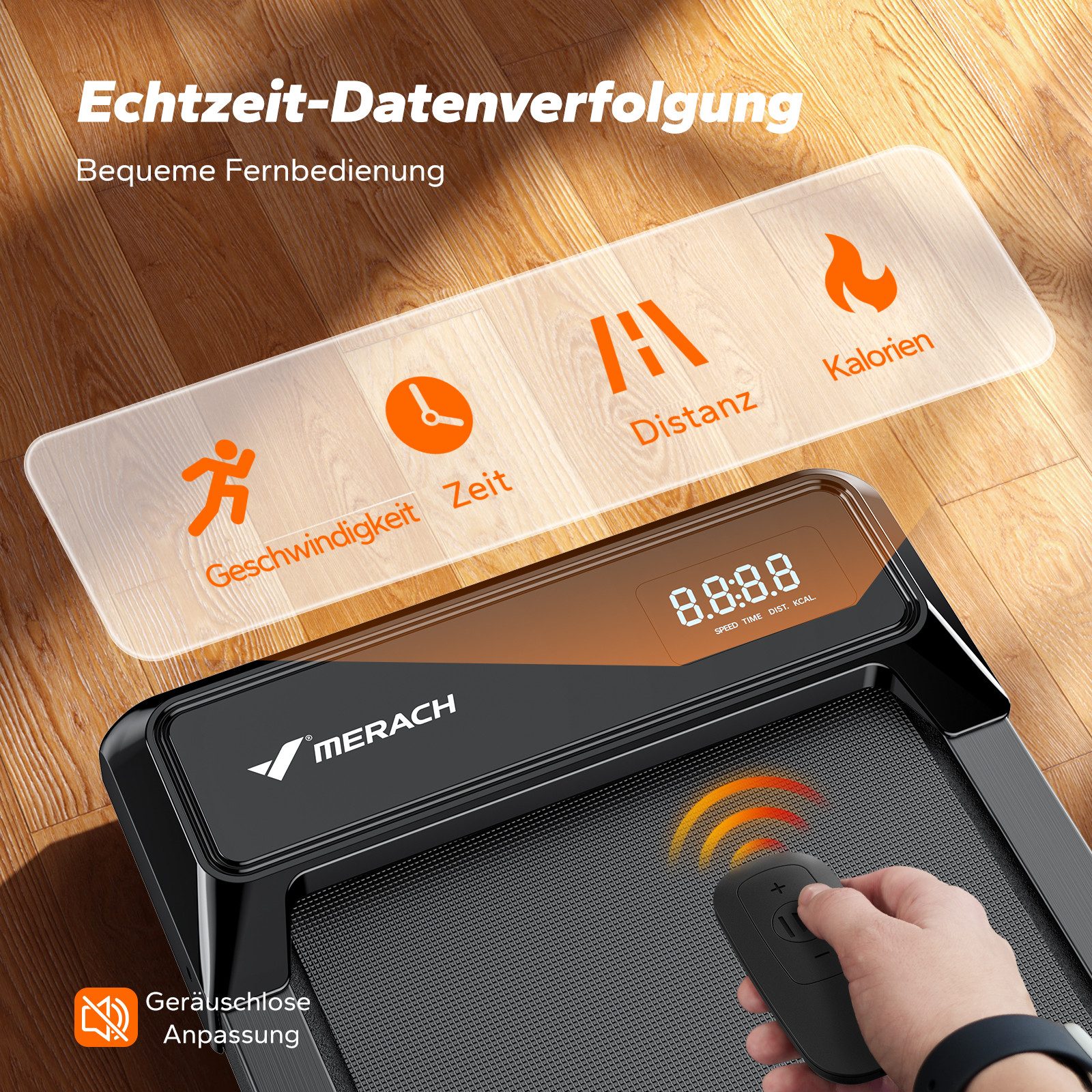MERACH Laufband Laufbander, Walking/Jogging Pad bis 2-6km/h, LED Dispaly (Leise Laufbänder mit 2,5 PS Motor, Bluetooth APP, mit Kabellose Fernbedienung, Fernbedienung), Laufband Klein für Zuhause, Büro, Max. 120 KG
