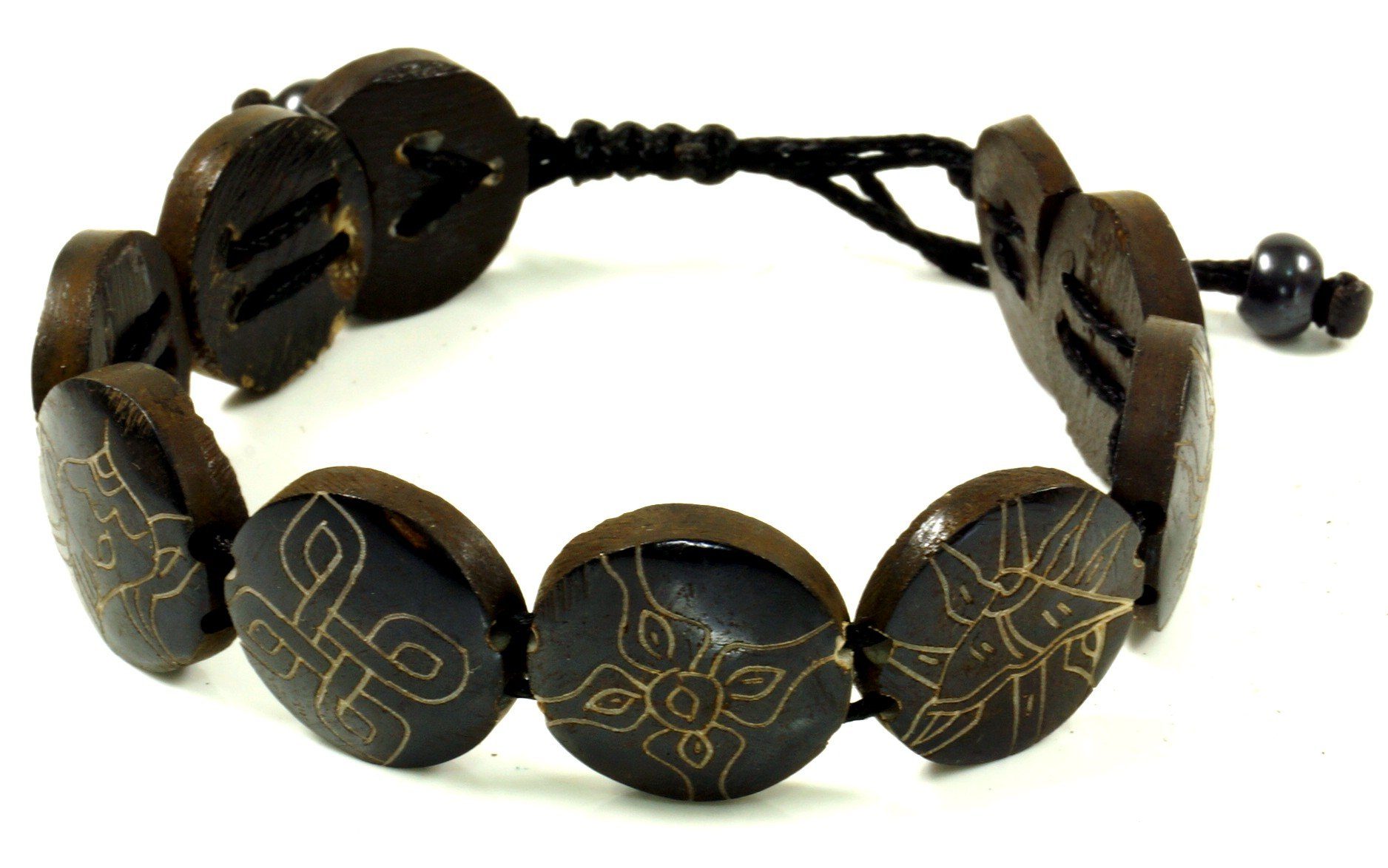 Guru-Shop Armreif Buddhistisches Armband Ashtamangala - schwarz..