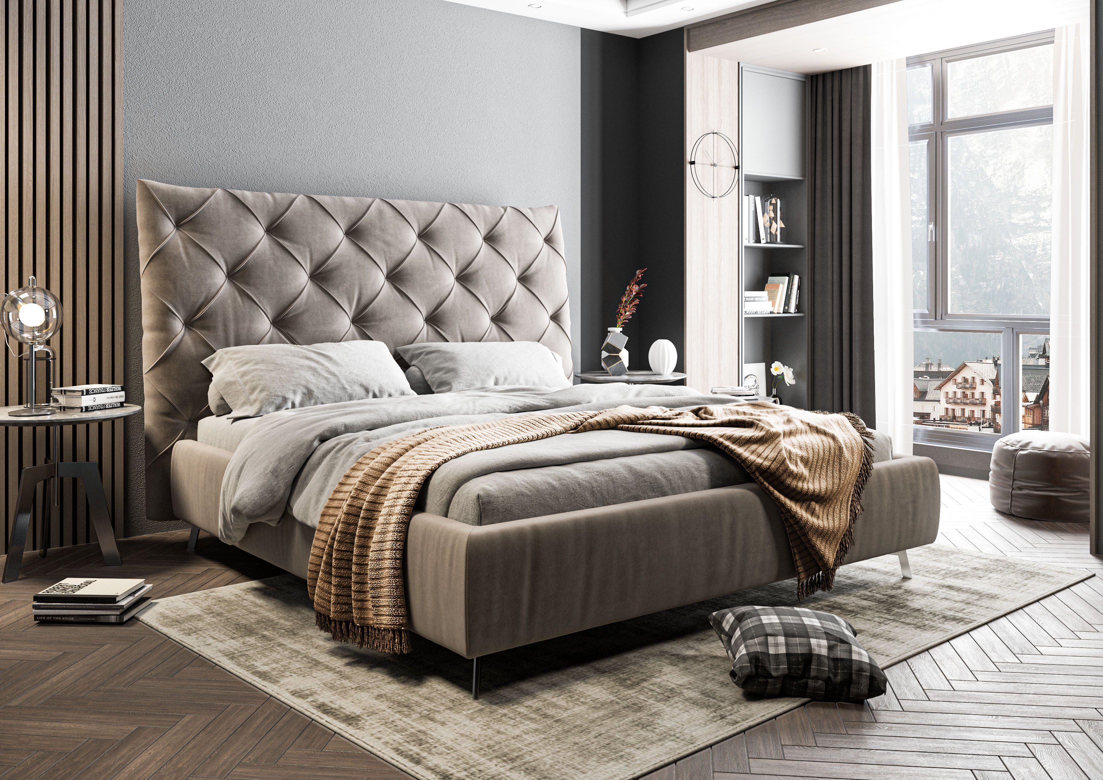 PLACES OF STYLE Polsterbett "Elloree, in 4 Breiten, hinten mit Originalstof günstig online kaufen