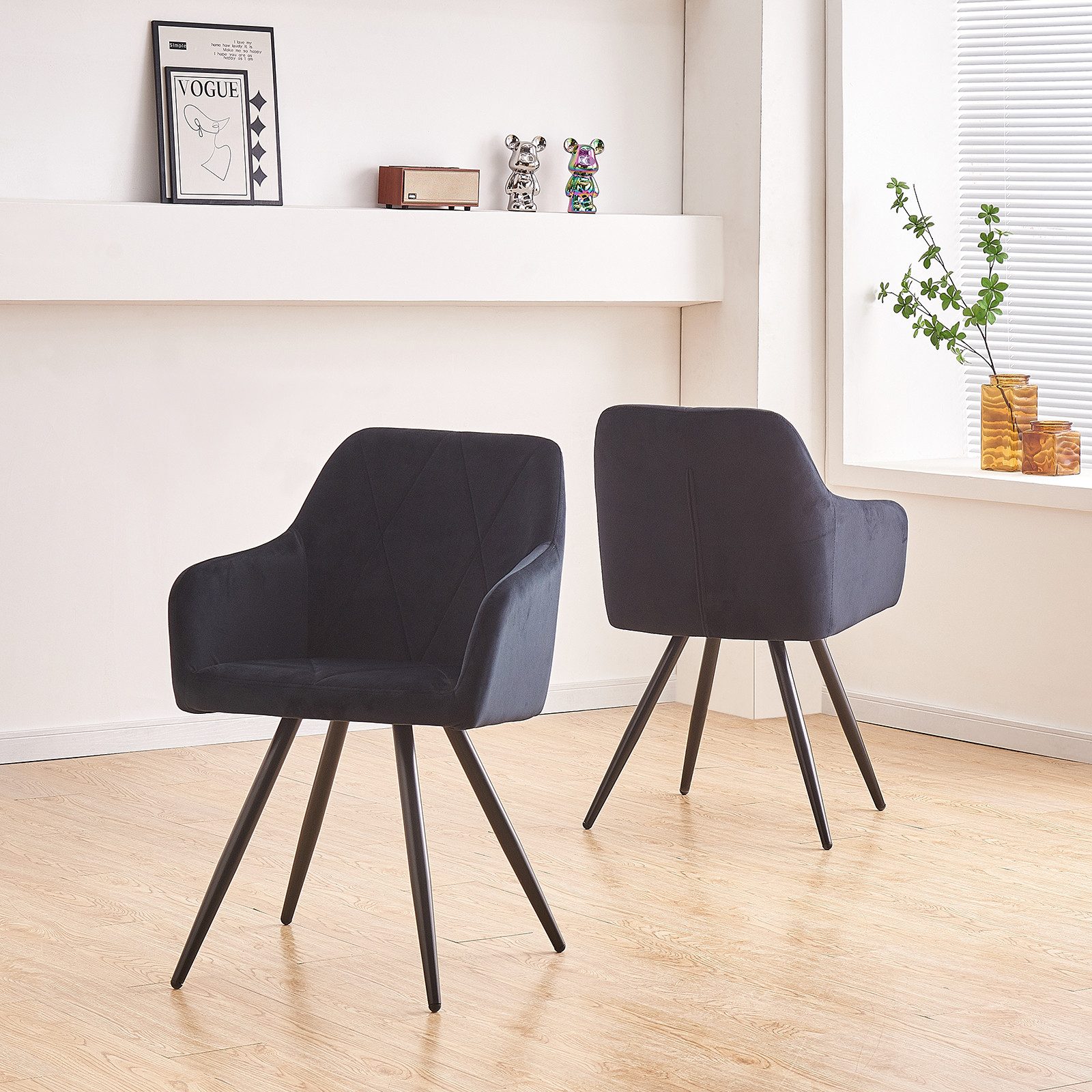 JYMTOM Esszimmerstuhl Samt/Kunstleder, gepolstert, schwarze Metallbeine, günstig online kaufen