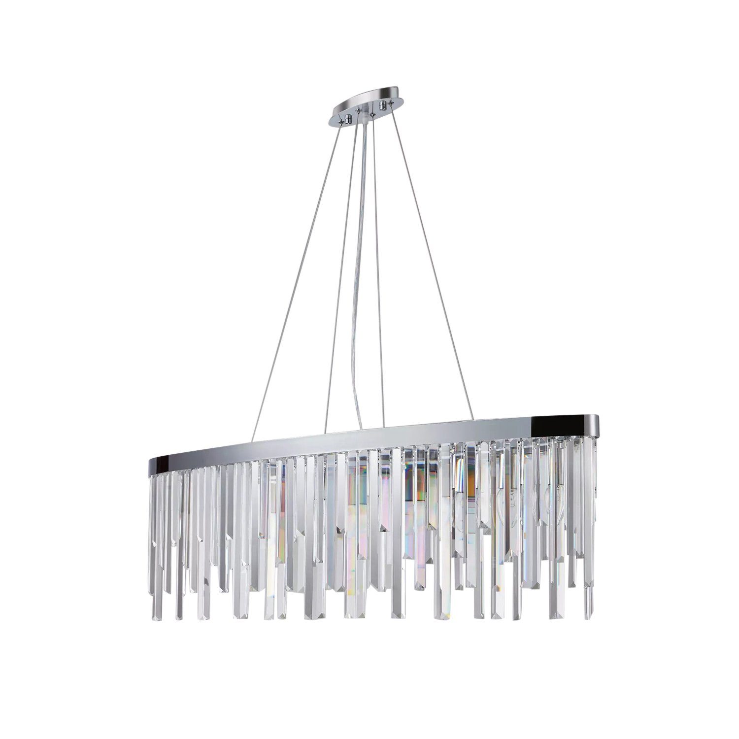 PGA-Lights Pendelleuchte Pendelleuchte 90cm Silber Starnberg mit Kristallstäben