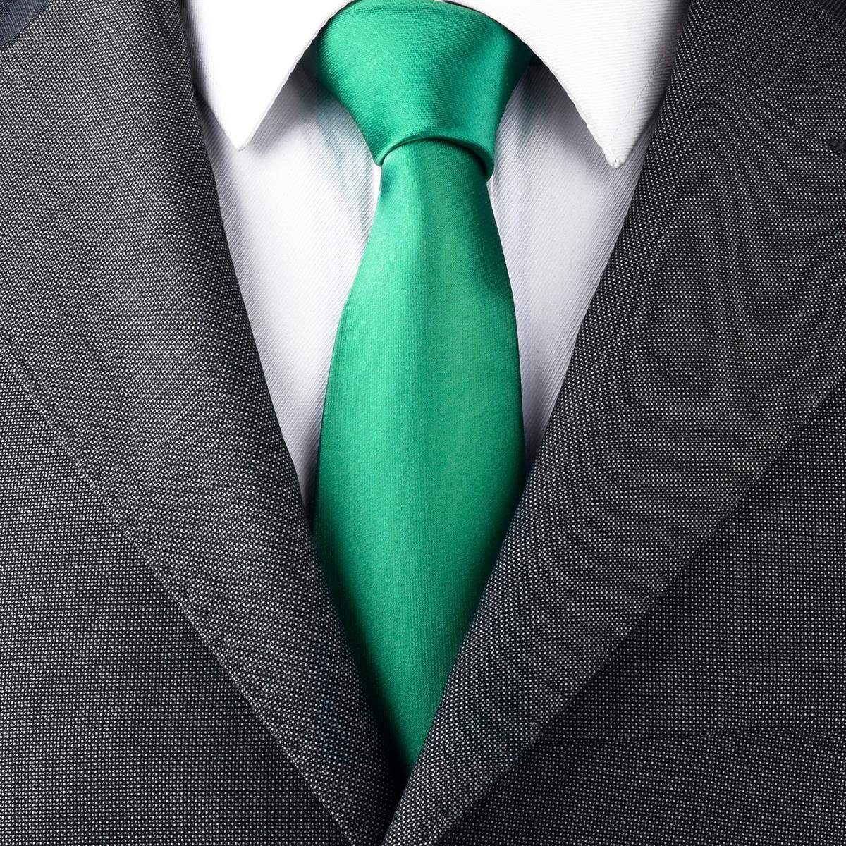 DonDon Krawatte Krawatte 7 cm (Packung, breit klassischer zeitlos oder festliche 1x für Büro 1-St., Seidenlook, Schnitt, grün Veranstaltungen Krawatte)