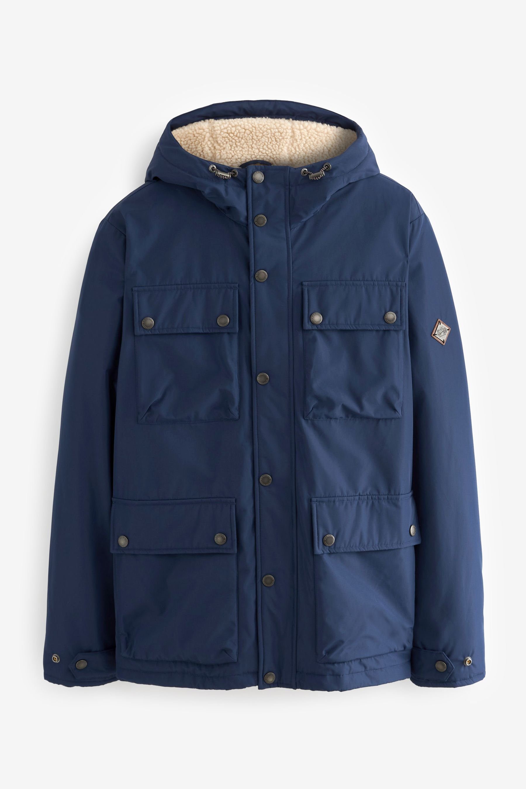 Next Winterjacke Jacke mit 4 Tasche und Plüschfutter (1-St) Navy Blue