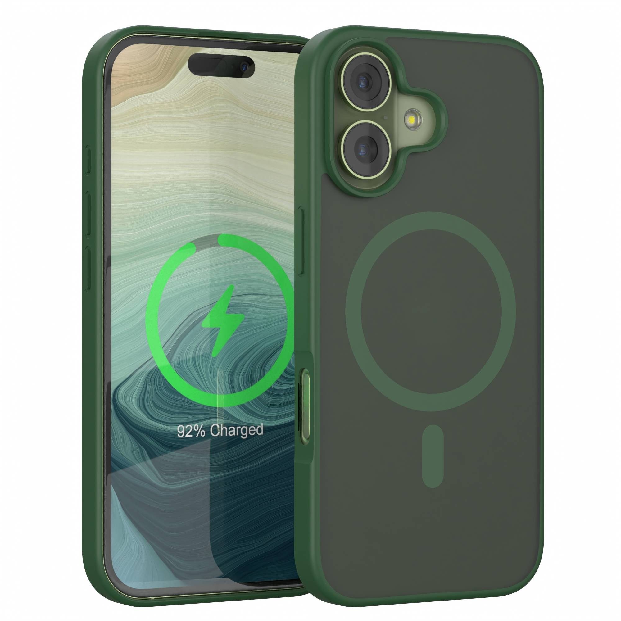EAZY CASE Handyhülle Outdoor Case MagSafe für Apple iPhone 17 6,3 Zoll, Outdoor Case MagSafe Silikon mit Kameraschutz Nachtgrün