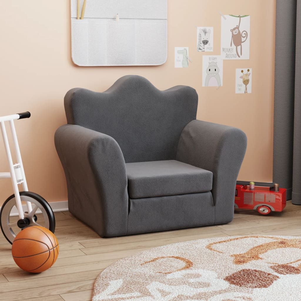 vidaXL Kindersofa, Schlafsofa für Kinder Anthrazit Weich Plüsch günstig online kaufen