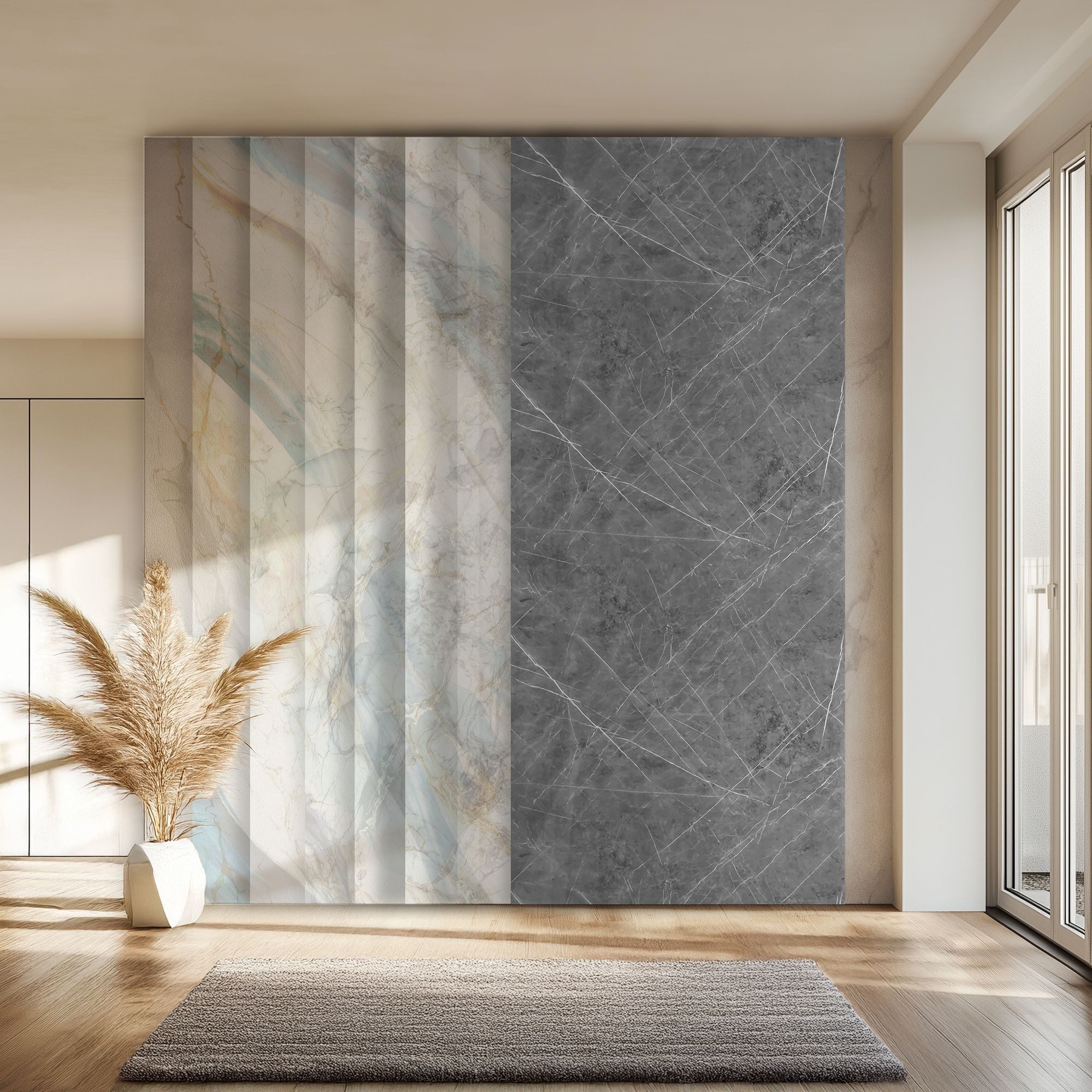 Hexim Wandpaneel, (Wandpaneel XXL 280x122 cm in Granit-/Marmoroptik Sparpaket (3-10 Stück) - ideal als Duschrückwand, Küchenrückwand, Spritzschutz - Betonoptik modern (3 Панели / 10,25 m² Modell - 8146)