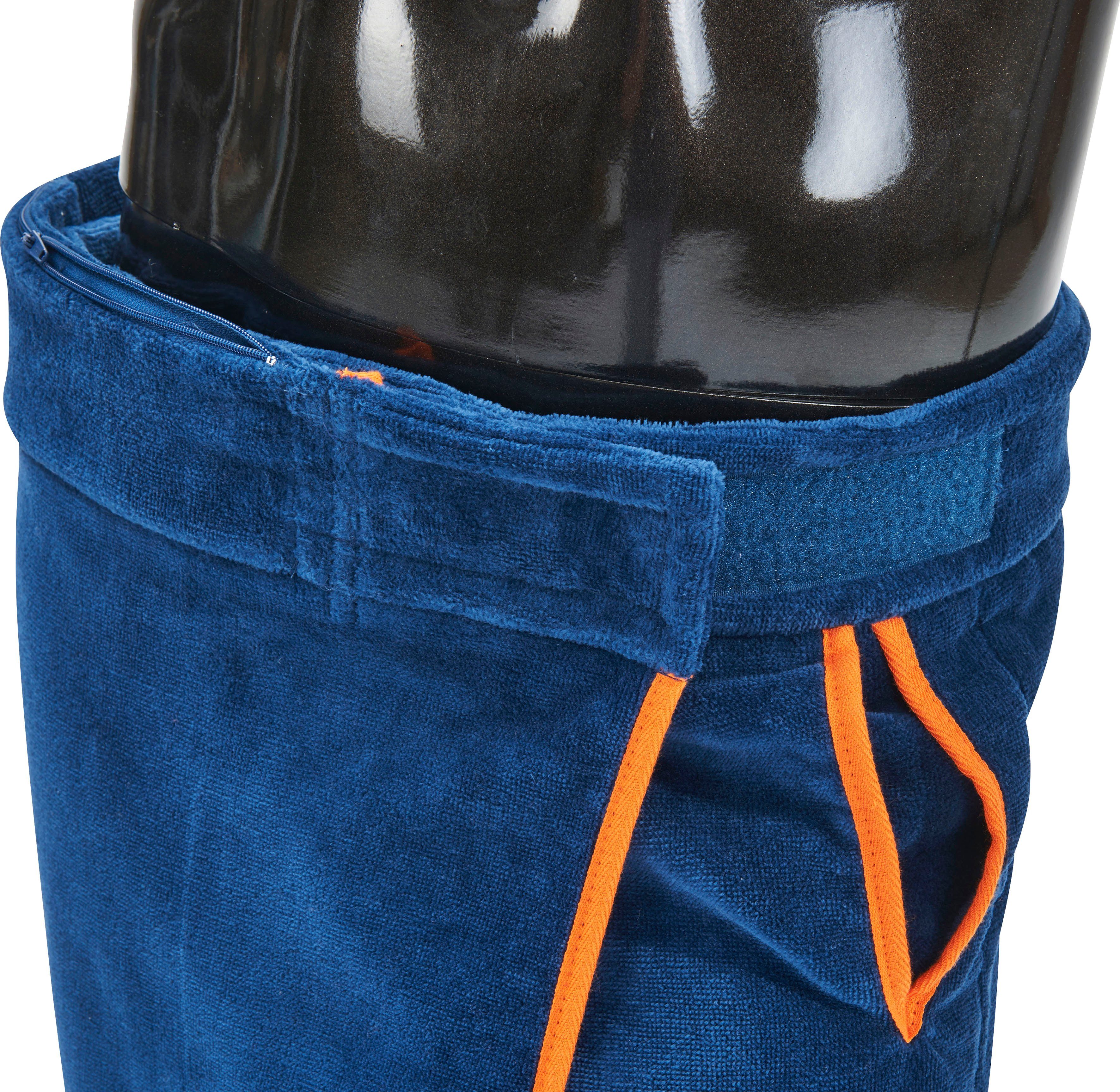 Veloursfrottier, done.® Kilt Klettverschluss mit und Kuuma, Kurzform, navy Reißverschluss-Tasche