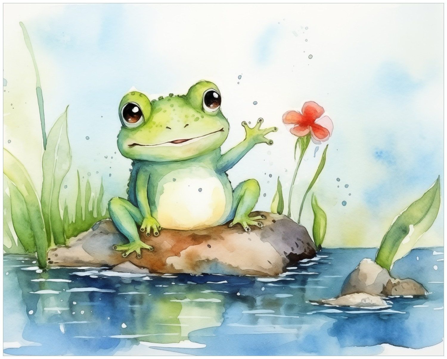 Wallario Poster, Frosch in Aquarell, in günstig online kaufen
