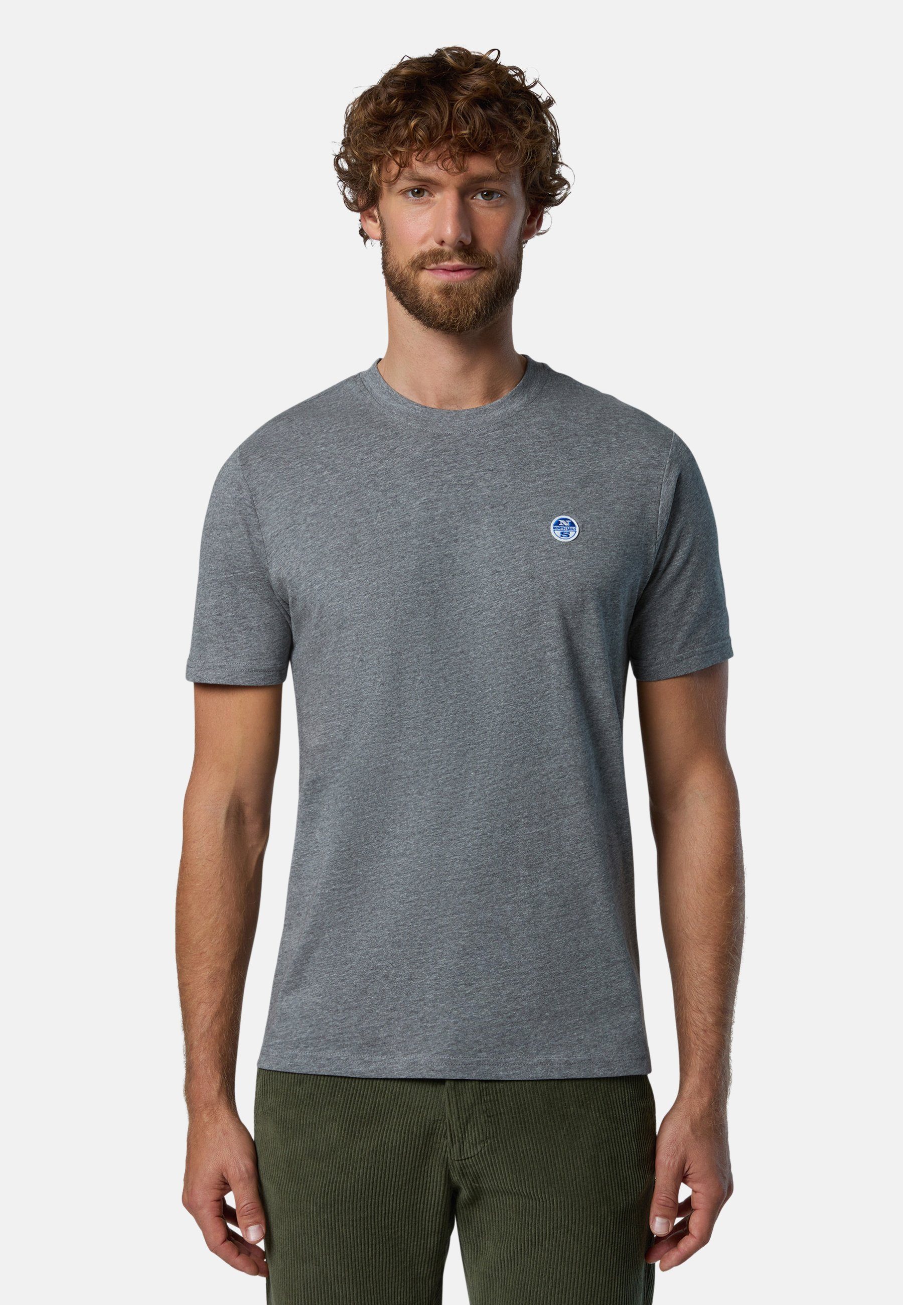 North Sails T-Shirt T-Shirt mit Logo-Aufnäher mit klassischem Design grey