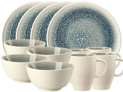 Rosenthal Tafelservice Junto Aquamarine Frühstücksset 12tlg, Steinzeug