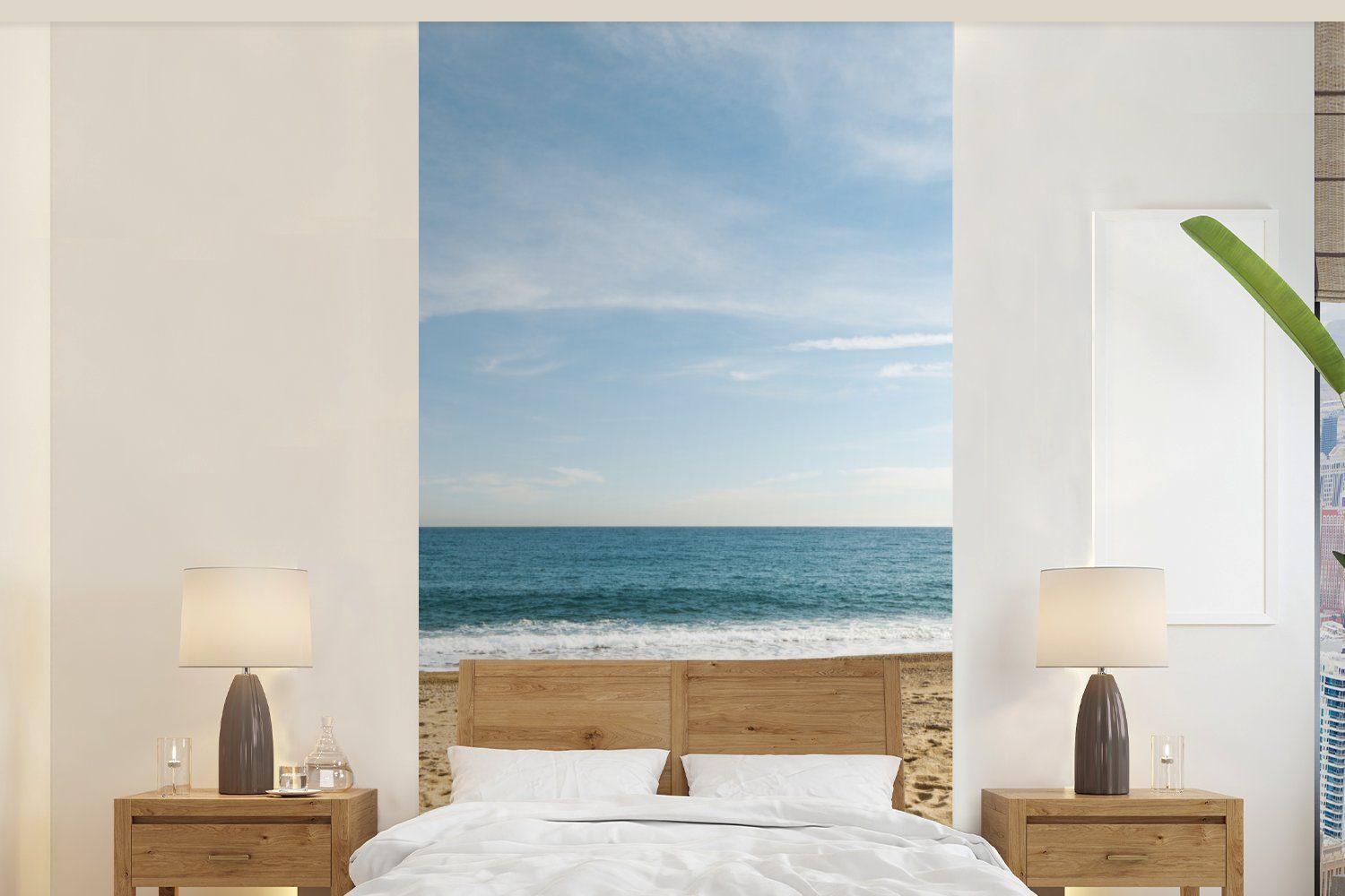 MuchoWow Fototapete Strand - Sand - Meer, Matt, bedruckt, (2 St), Vliestapete für Wohnzimmer Schlafzimmer Küche, Fototapete