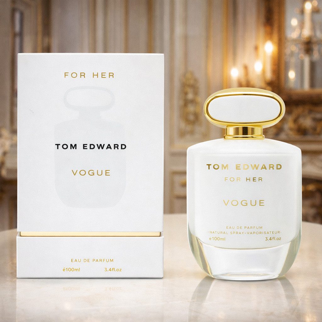 TOM EDWARD Eau de Parfum Tom Edward Vogue for Her Blumig Holzig Weich 100 ml, 1-tlg., Hergestellt in UK, Luxuriöser Damenduft, Langanhaltend