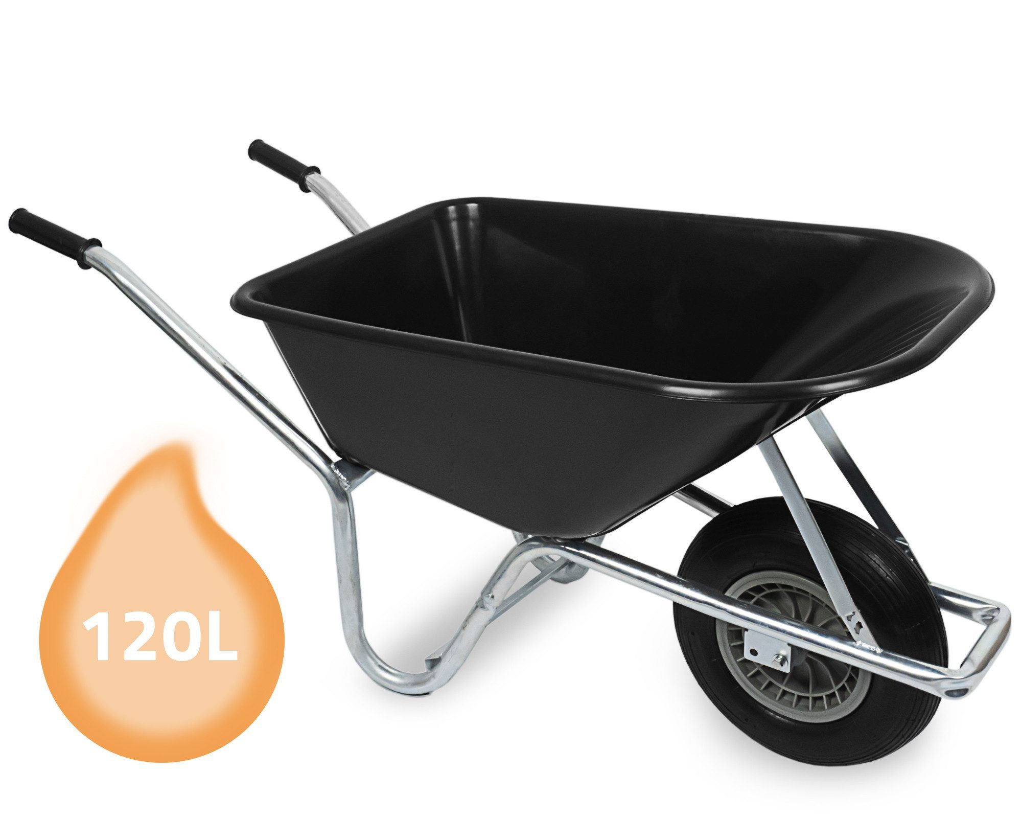 ONDIS24 Schubkarre Gartenschubkarre Schubkarre Bauschubkarre verzinkt 100/120 Liter