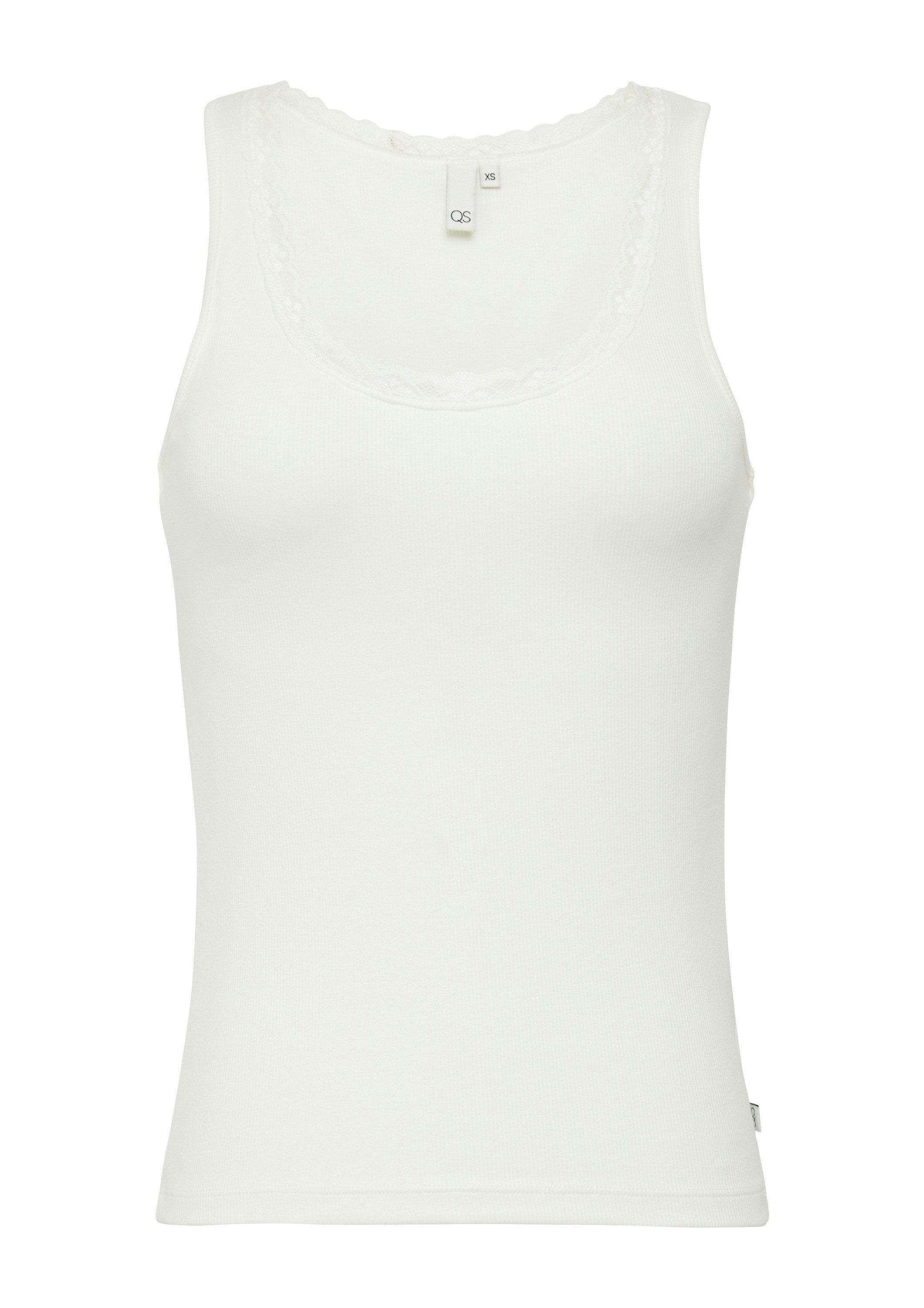 QS Muskelshirt T-Shirt Ripptop mit Spitze am Ausschitt