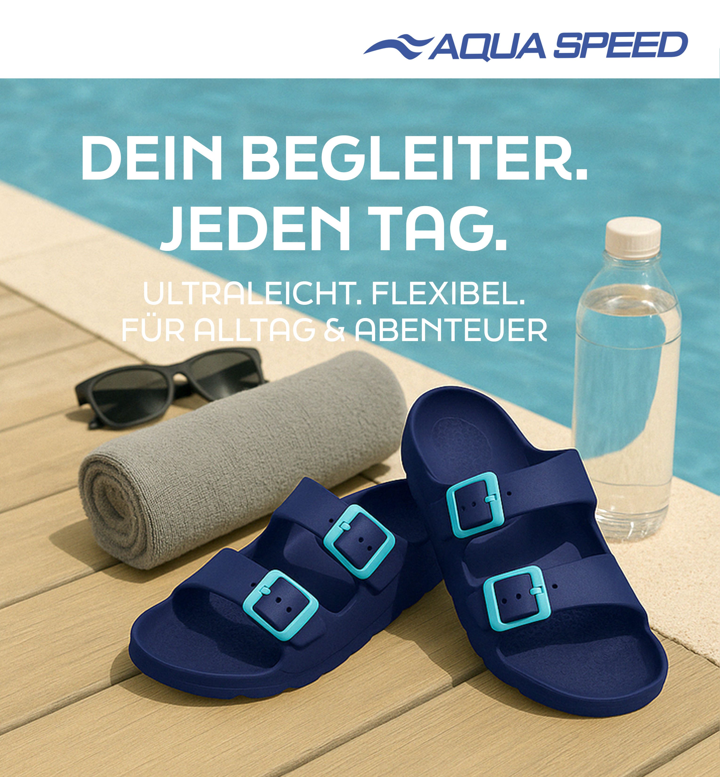 Aqua Speed Kinder Badesandalen Gr. 35 – bequem + Mikrofaserhandtuch Badesandale (Kinder Badeschuhe im Set – langlebig & ideal für Urlaub & Bad) Weiche EVA-Struktur & sicheres Profil – ideal für Kinderalltag