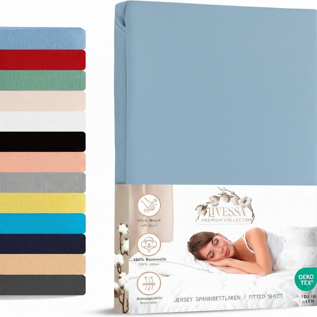 livessa Spannbettlaken Jersey Spannbettlaken 100% Baumwolle – Atmungsaktiv günstig online kaufen
