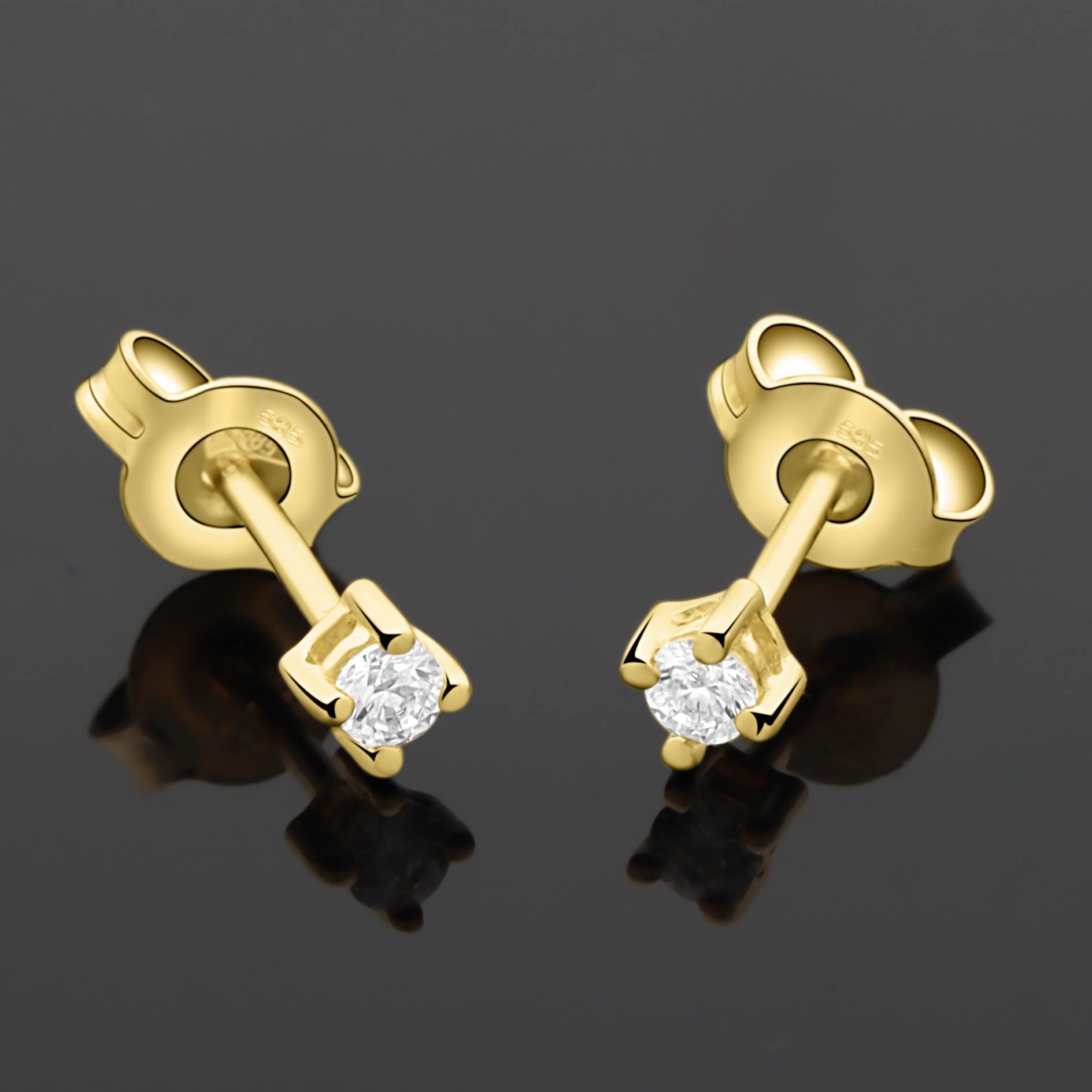 Paar Ohrstecker Ohrstecker 585er Gelbgold Zirkonia Weiß Hochglanzpoliert, M günstig online kaufen