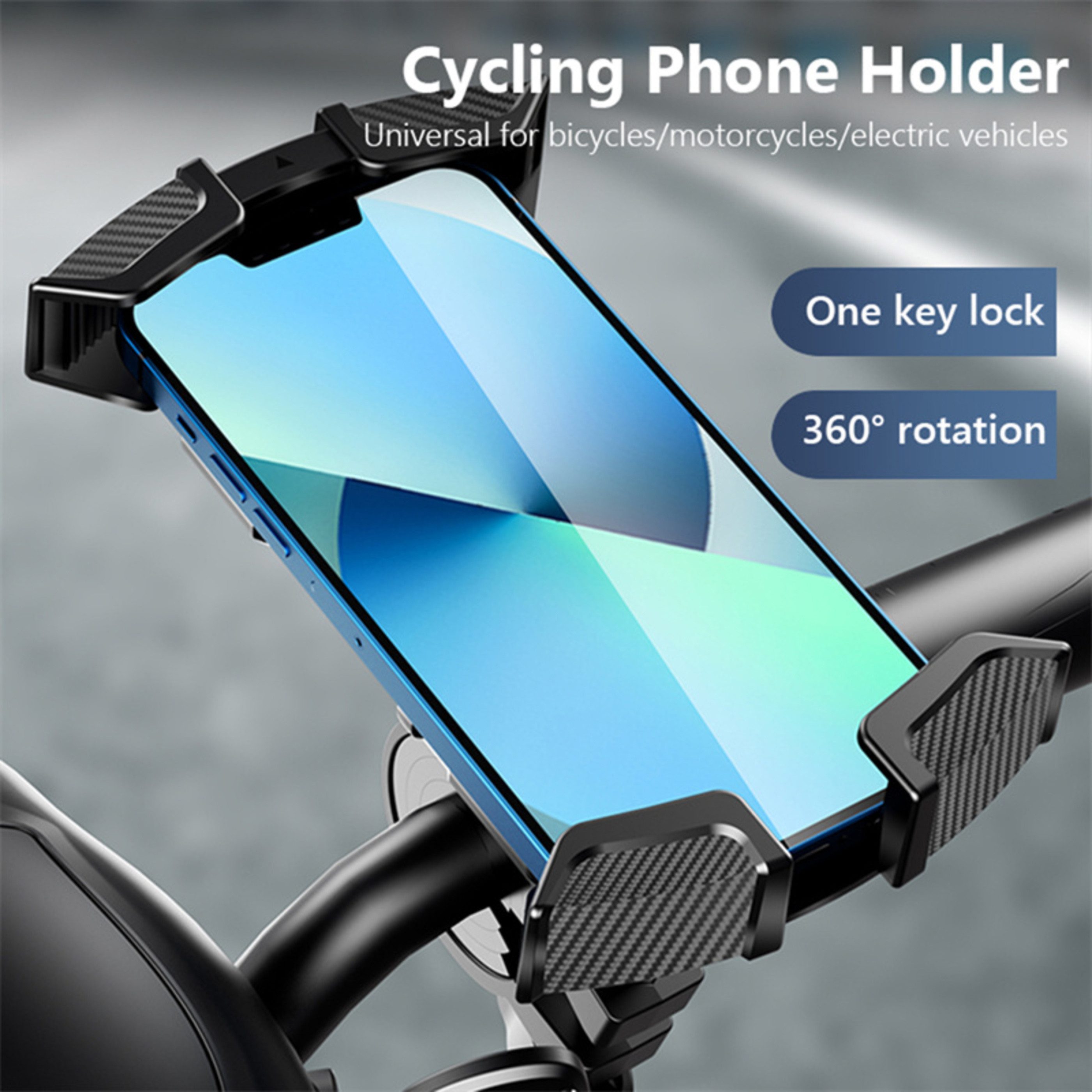 Stelby Fahrradhalter Fahrrad Handyhalterung 360° drehbare Motorrad Lenker Halterung, Stoßfeste Smartphone Halterung für E-Bike, Roller & MTB