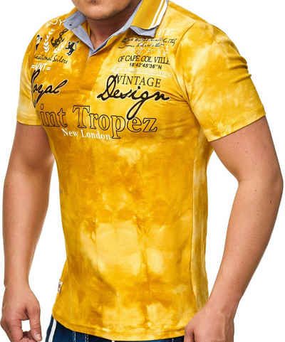 L.gonline Poloshirt »Herren Polo Shirt Royal Design, Washed Shirt, « (Packung, 1-tlg., im modischem Design, Batik, verwaschen) mit, Frontprint, mit Logoprint