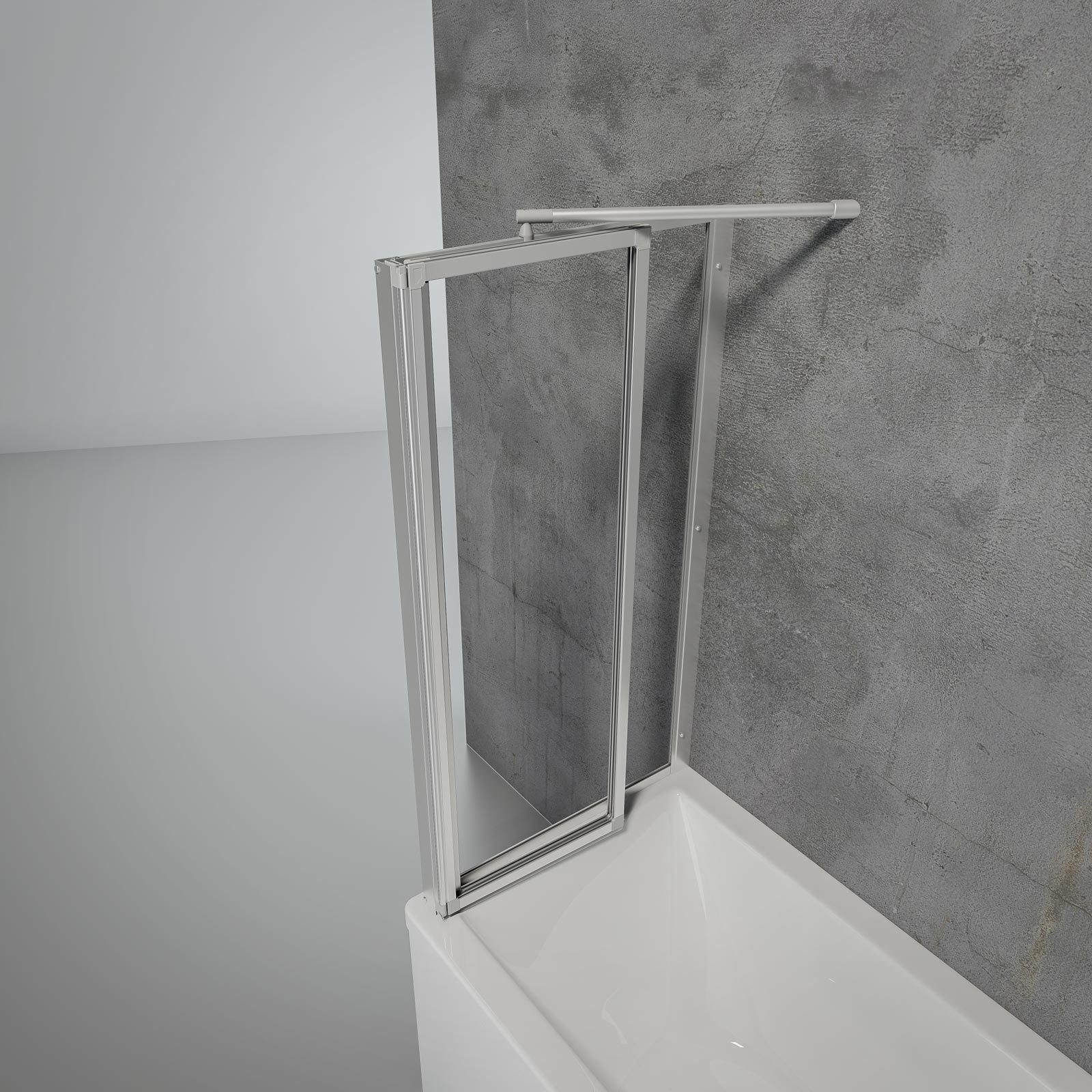 Schulte Badewannenfaltwand Smart 89 x 121 cm ESG, Glas, 2-teilig mit Festelement Klebe-Montage