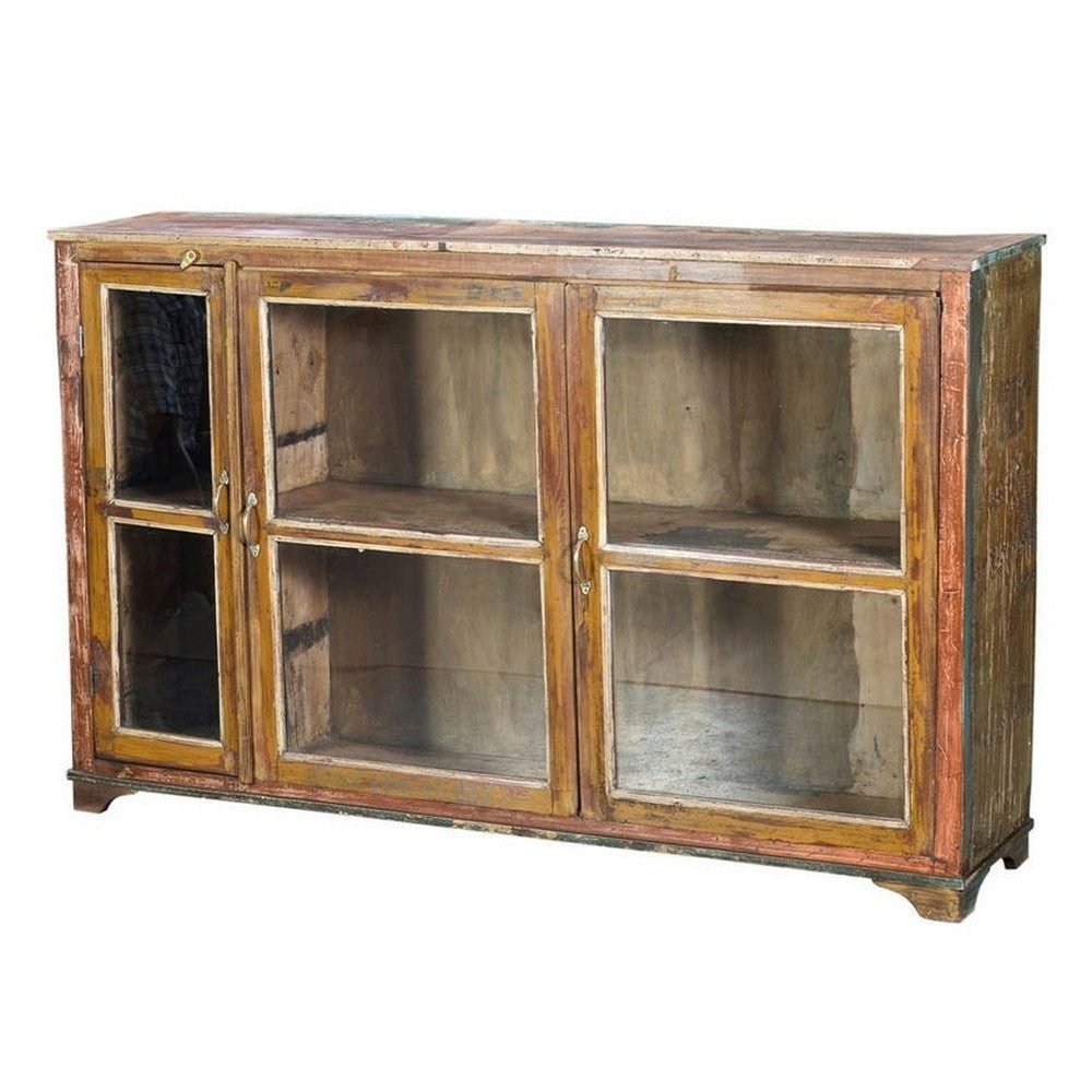 Luxury-Park-Direct Kommode Palisander Glasvitrine aus Indien – Dunkles Holz mit Einlegeböden. Lux