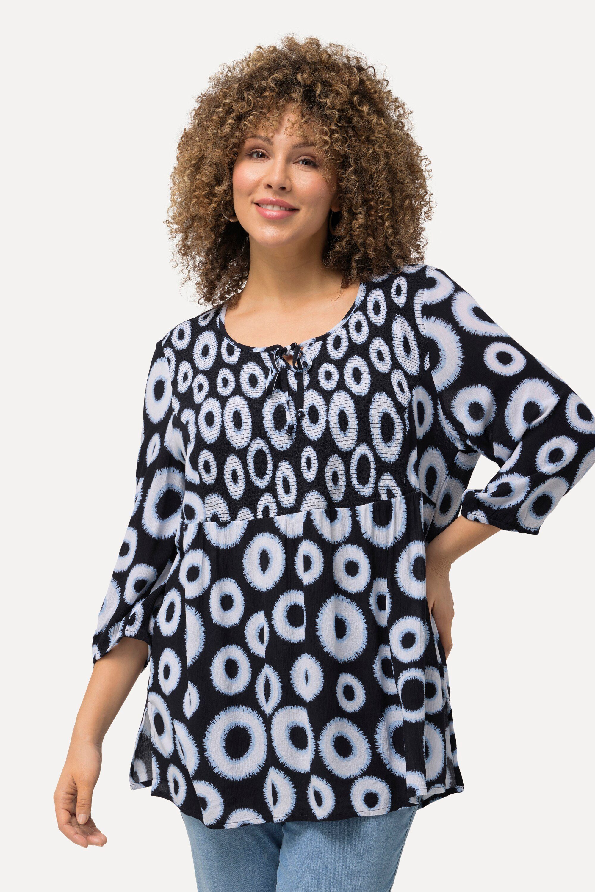 Ulla Popken Druckbluse Smokbluse Kreise A-Linie günstig online kaufen