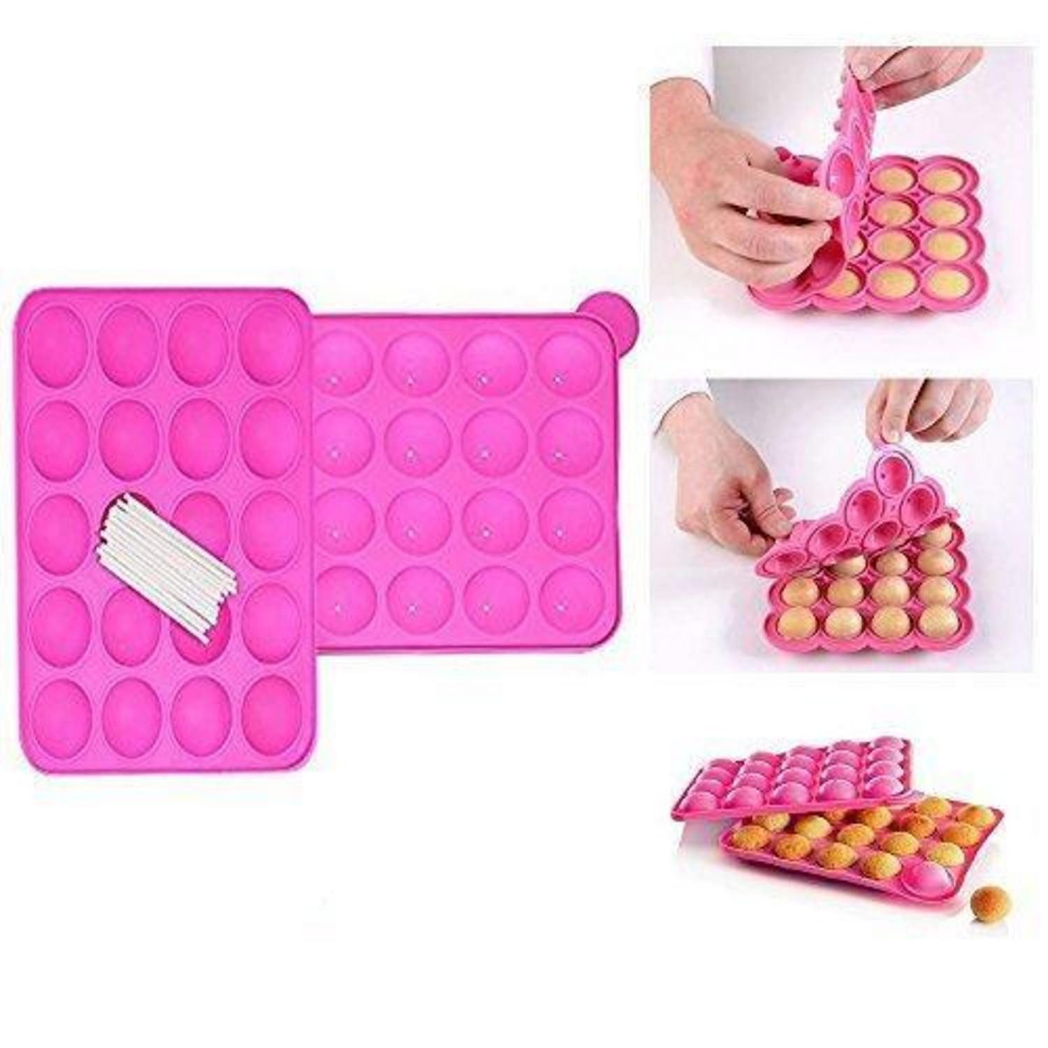 LuxusKollektion Cake-Pop-Form Silikon Cake Pop Form 20 rund rosa