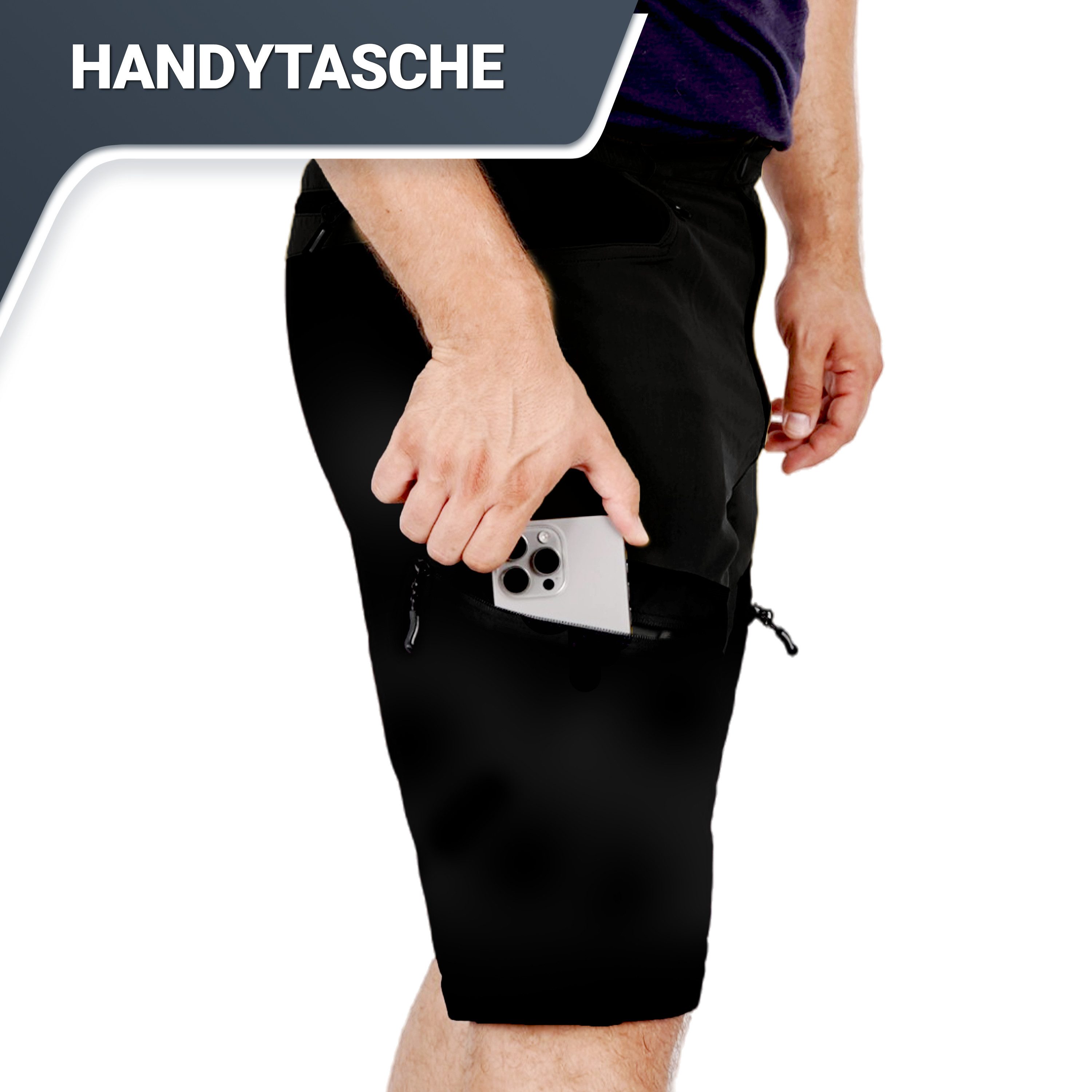 Alpenwert Trekkinghose Herren wasserabweisend, elastisch mit Belüftung und Taschen, Outdoor Zip-Off Funktion