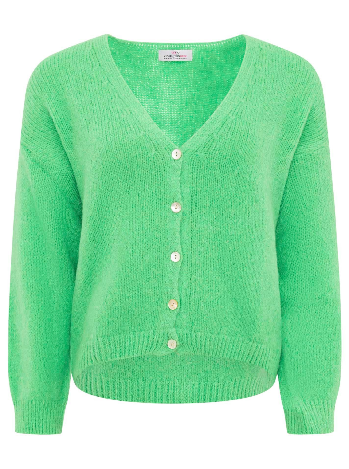 Zwillingsherz Strickjacke "Uni" One Size, Langarm, Knopfleiste, tiefer V-Au günstig online kaufen