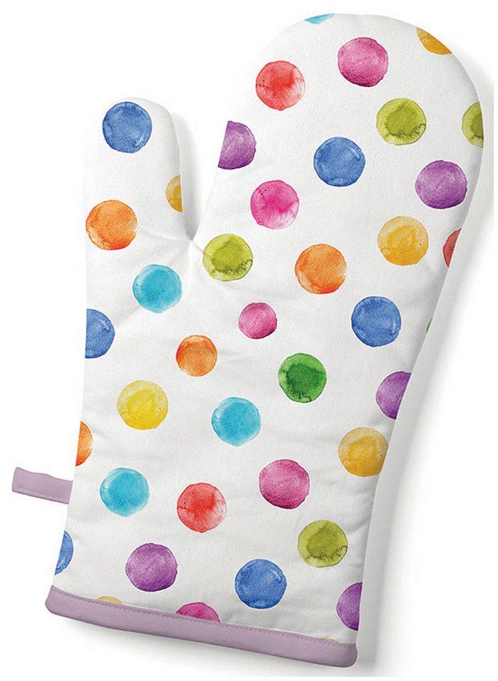 Ambiente® Topfhandschuhe Polka Dots, (1-tlg., 1-teilig), Ofenhandschuh wattiert Größe: ca.18x30cm