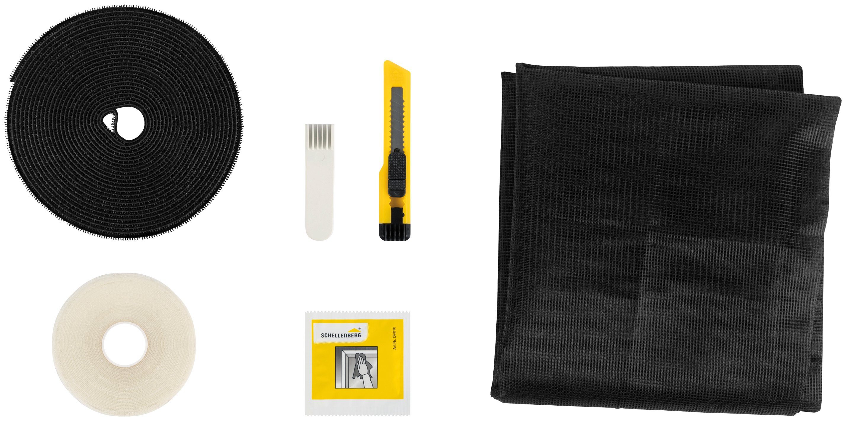 SCHELLENBERG Fliegengitter-Gewebe Simply Open aufrollbar für Fenster, 3-er Pack, (Set, 1-St), Klebe-Klett-Montage, 130 x 150 cm, anthrazit