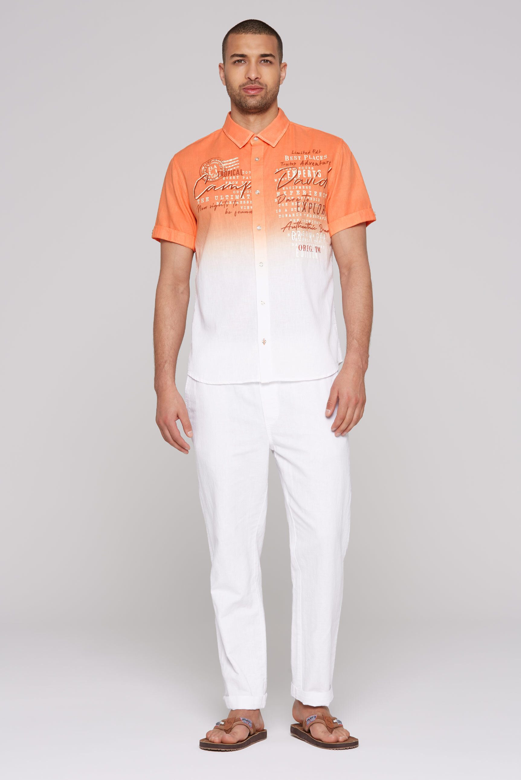 CAMP DAVID Kurzarmhemd mit Leinen