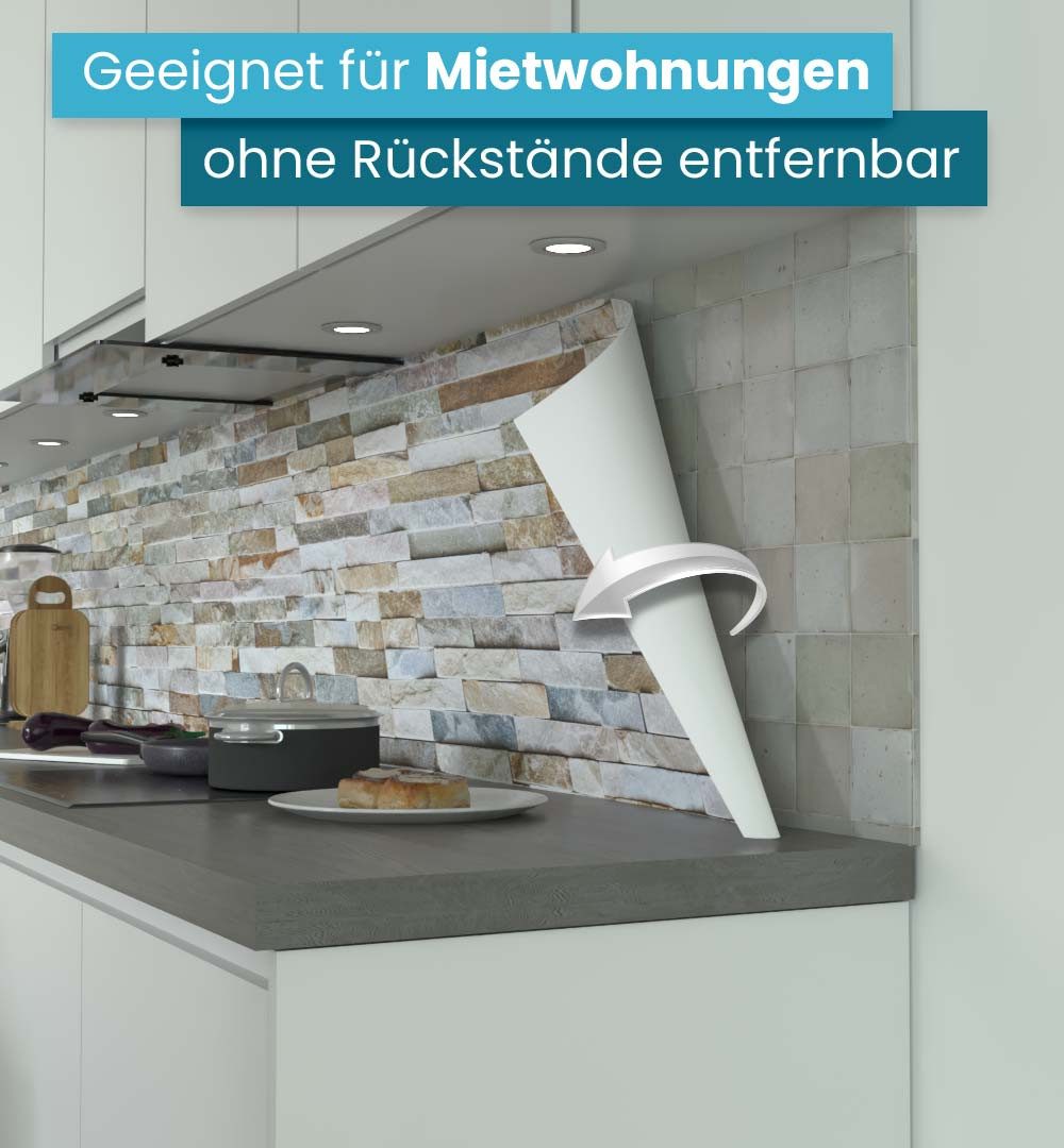 MyMaxxi Küchenrückwand Küchenrückwand selbstklebend Bunter Naturstein Spritzschutz Folie, (Klebefolie passend geschnitten und gerollt B 60 cm x H 60 cm), Bunter Naturstein B 60 cm x H 60 cm