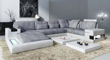 BULLHOFF Schlafsofa Schlafsofa XXL Wohnlandschaft Bettcouch Designsofa Sofa U-Form Schlaffunktion Leder/Stoff Couch XXL Ottomane schwarz grau »HAMBURG« von BULLHOFF, made in Europe, das "ORIGINAL"