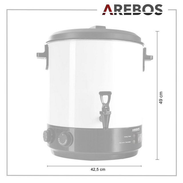 Arebos Einkoch- und Glühweinautomat 1800 W, Einkochtopf 28 L, mit Timer,Thermostat & Überhitzungsschutz, 1800 W