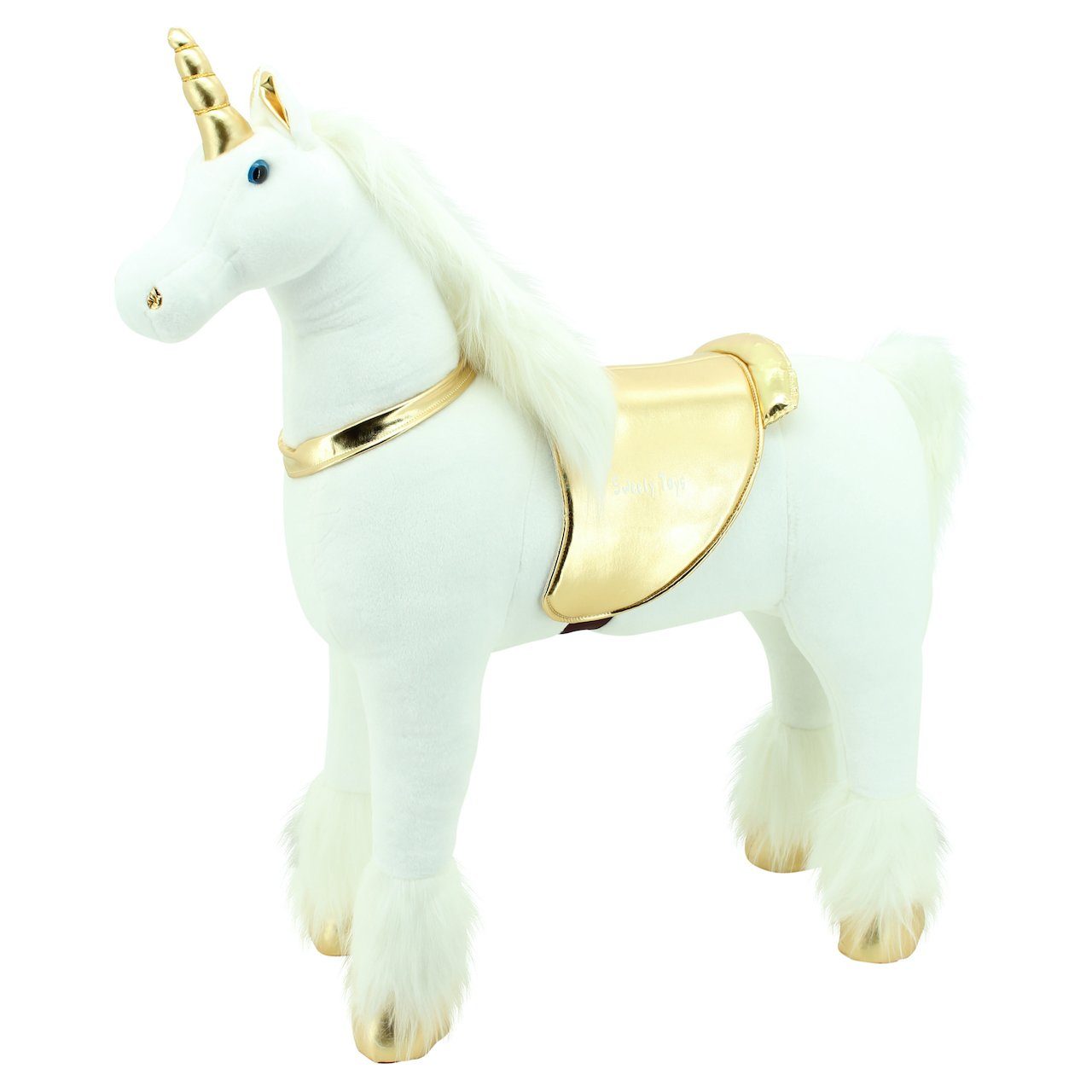 Sweety-Toys Stehpferd Sweety Toys 11315 Plüsch Stehpferd Einhorn Höhe 110 cm Riesenpferd Robustes, stabiles Reitpferd mit Stahlunterbau