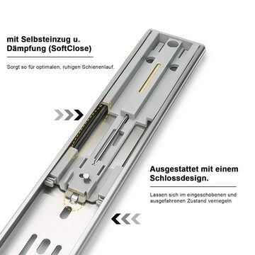 Randaco Schubkasten Schubladenschienen Vollauszug 45mm Kugelführung mit SoftClose (2 St)