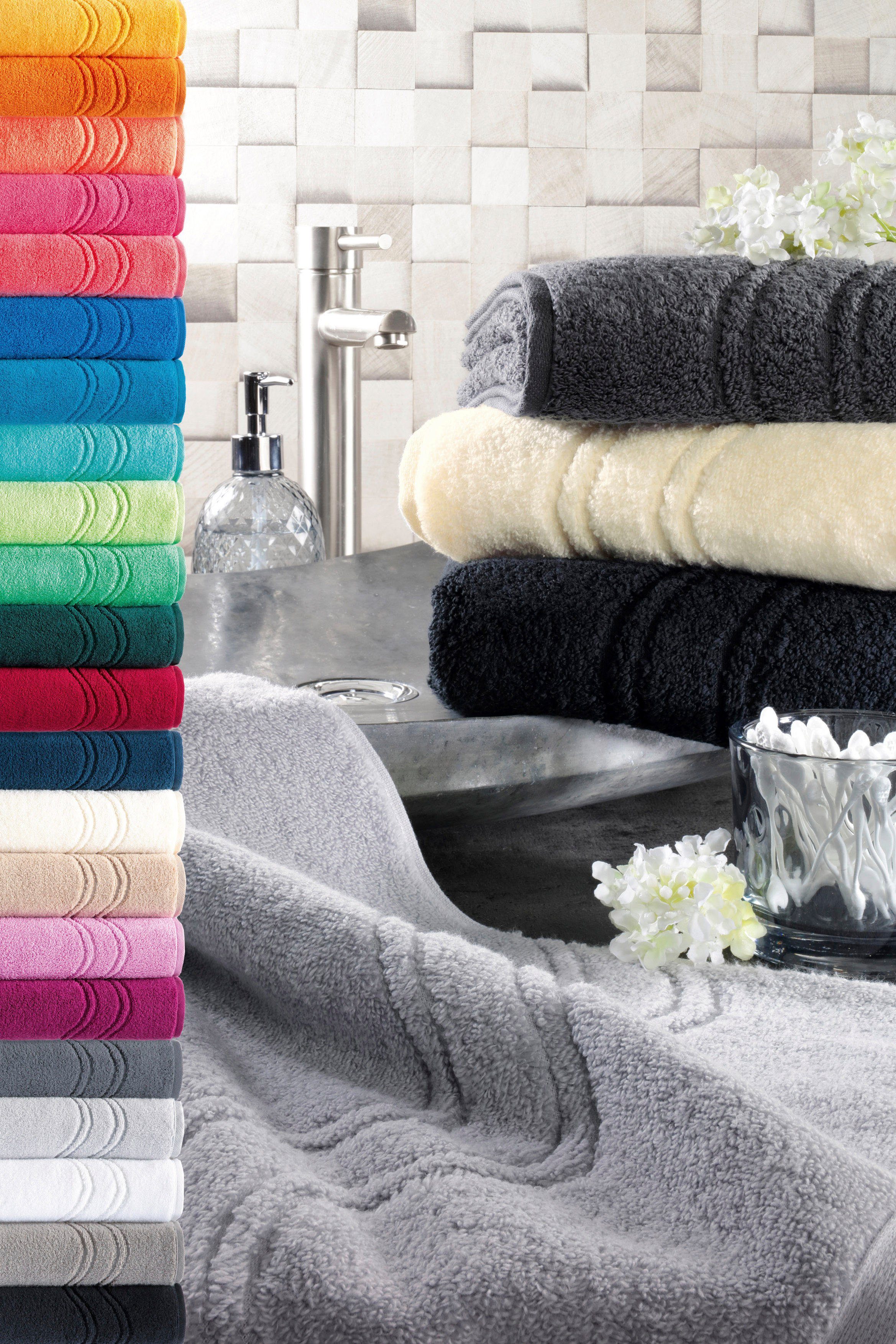 Wellen-Bordüre feeling, ROSS karibik Cashmere Gästehandtuch Frottier mit (6-St),