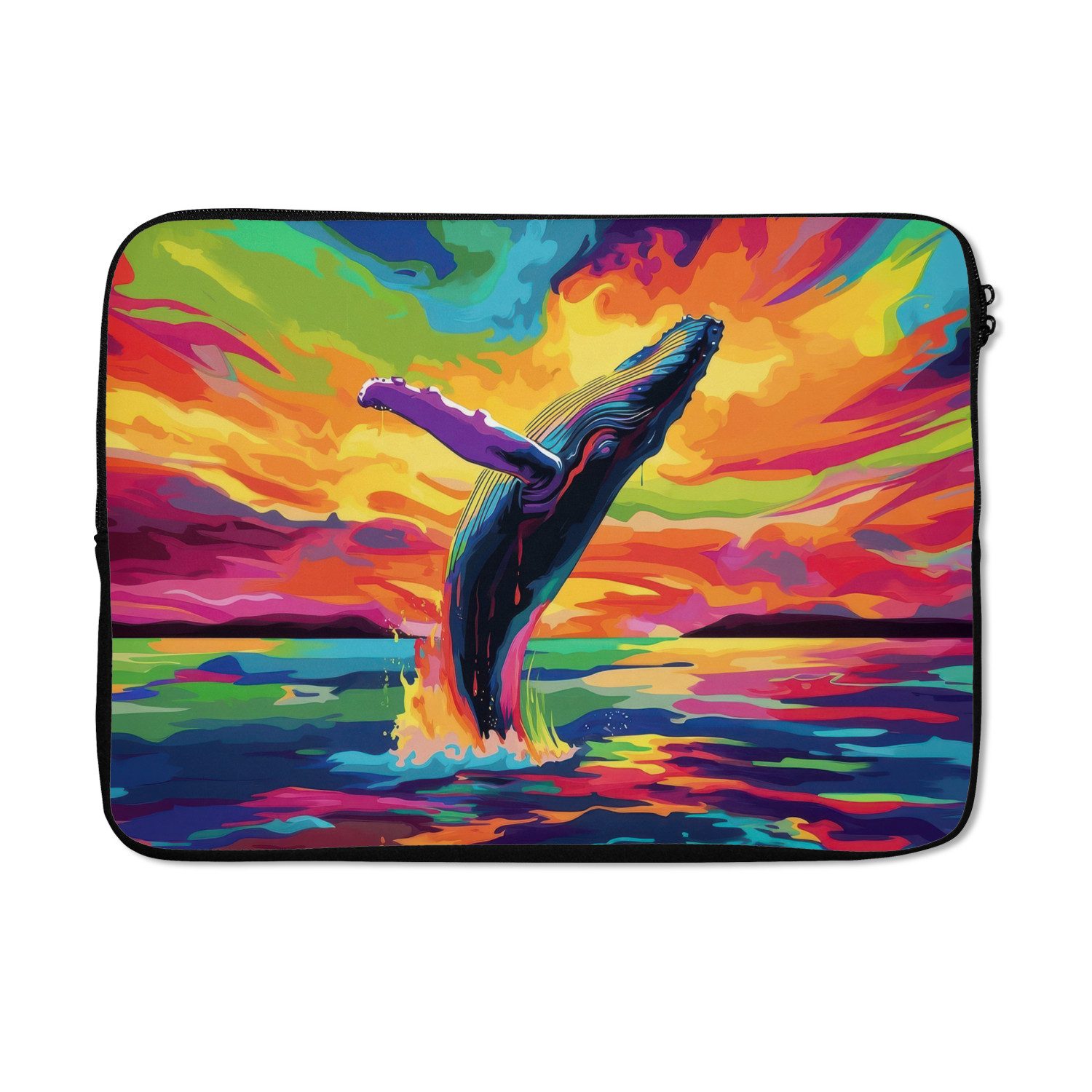 MuchoWow Laptop-Hülle Sonnenuntergang - Wal - Gemalt - Bunt 14 Zoll, Schutzhülle für Laptop, Schutz gegen Kratzern, Laptoptasche