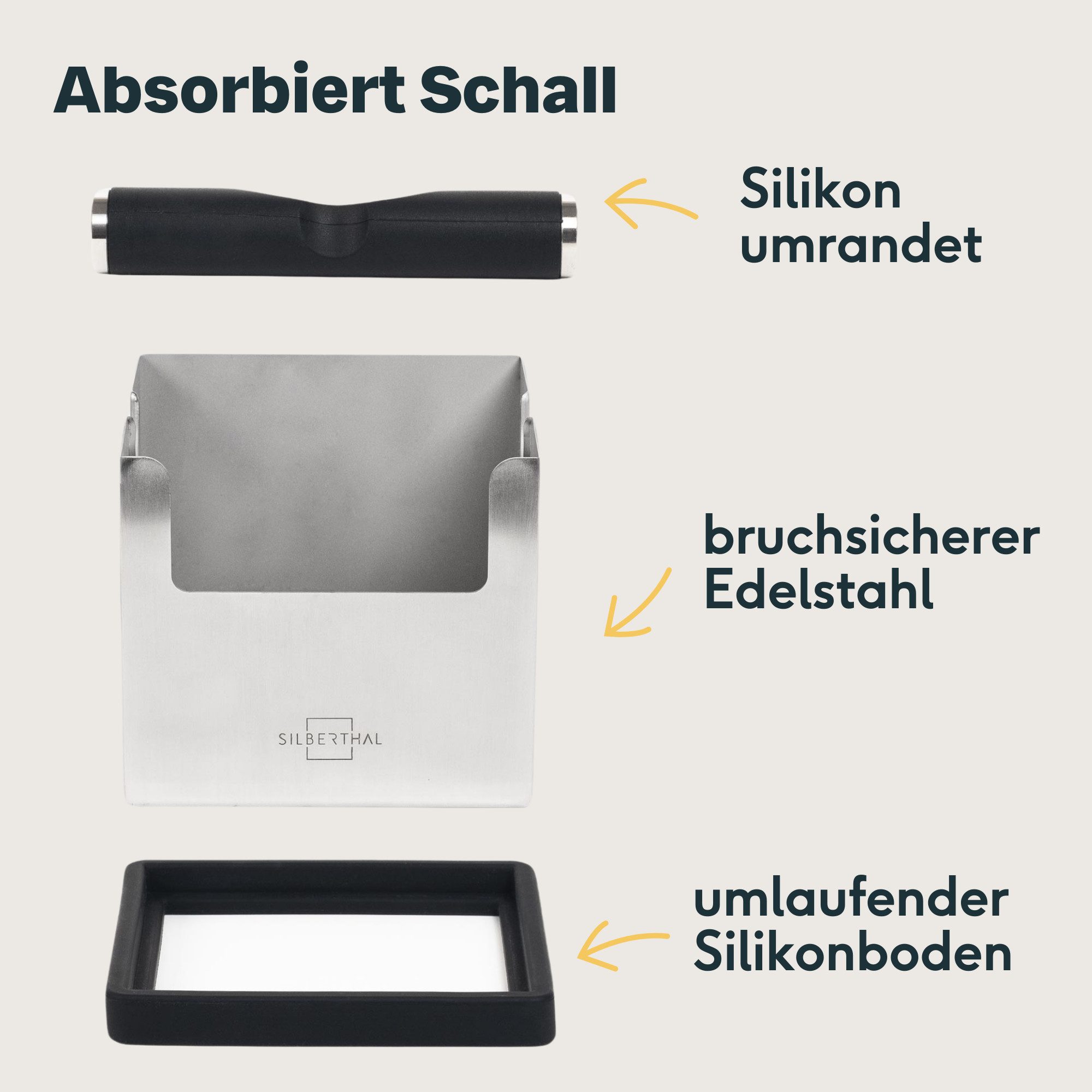 SILBERTHAL Ausklopfbehälter Knockbox Edelstahl für Siebträger, für bis zu 10 Puks – Bild 3 von 5