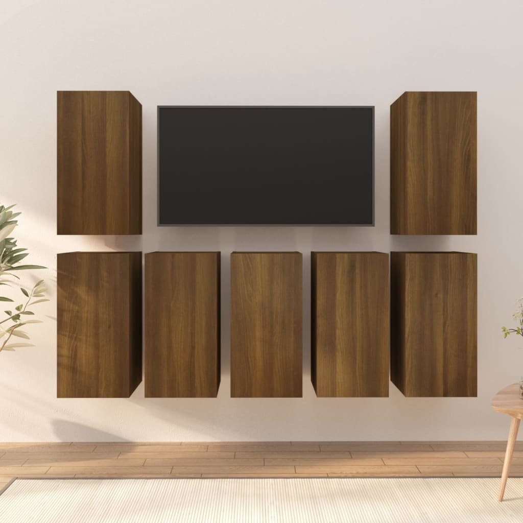 furnicato TV-Schrank TV-Schränke 7 Stk. Braun Eichen-Optik 30,5x30x60 Holzwerkstoff