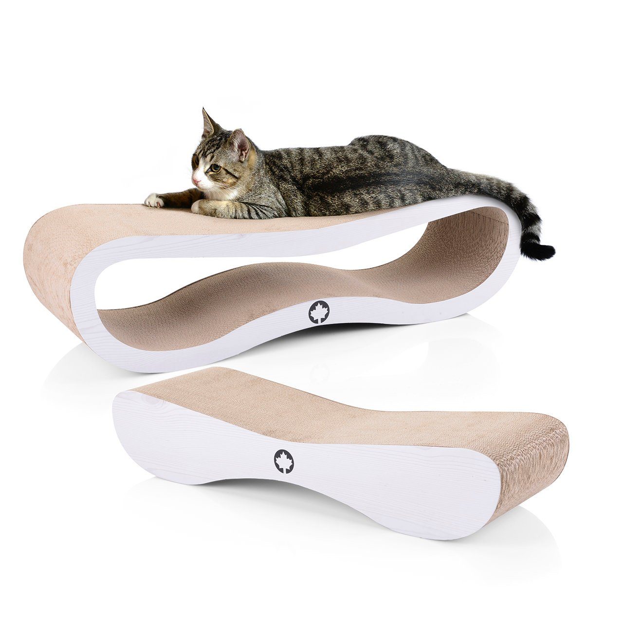 Canadian Cat Company Kratzpappe Set Orbit & Satellite 2.0 - hellgrau, (Qualitäts-Kratzbrett, 2-tlg., XL Kratzmöbel mit Katzenminze), Spar Set