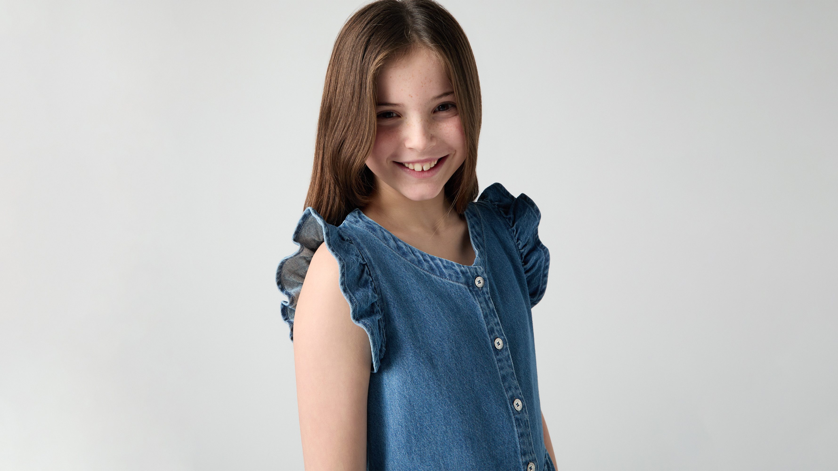 Levi's® Kids Jeanskleid LVG FLUTTER SLEEVE BUTTON UP D for Girls, mit kurzer Knopfleiste
