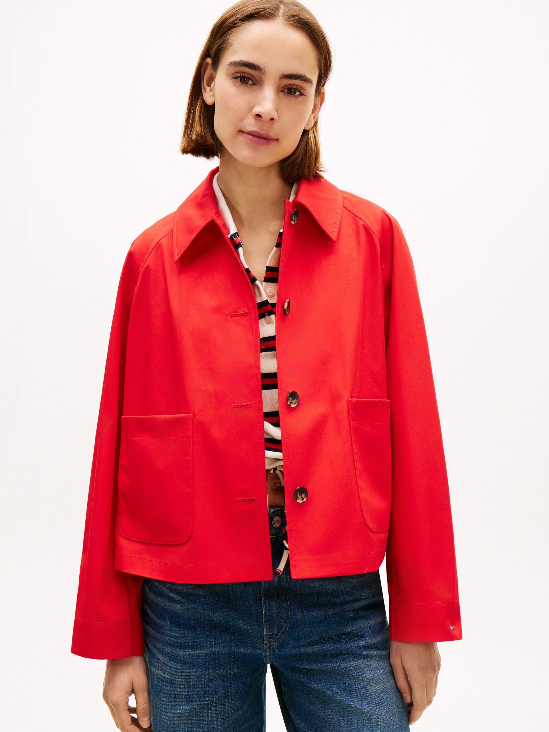 Tommy Hilfiger Kurzjacke COTTON SHORT JACKET mit aufgesetzten Taschen, Rela günstig online kaufen