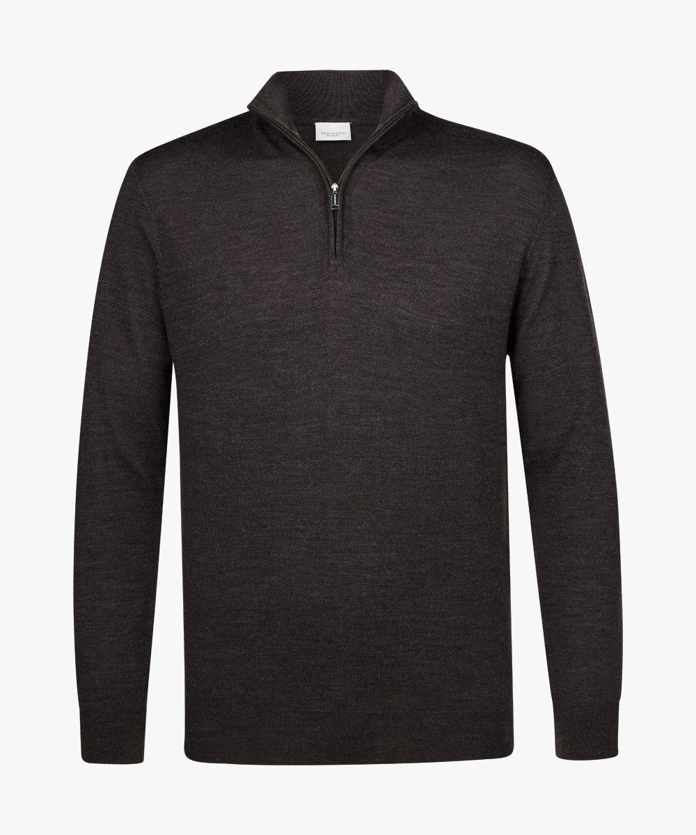 Profuomo Strickpullover PULLOVER HALF ZIP DARK BROWN