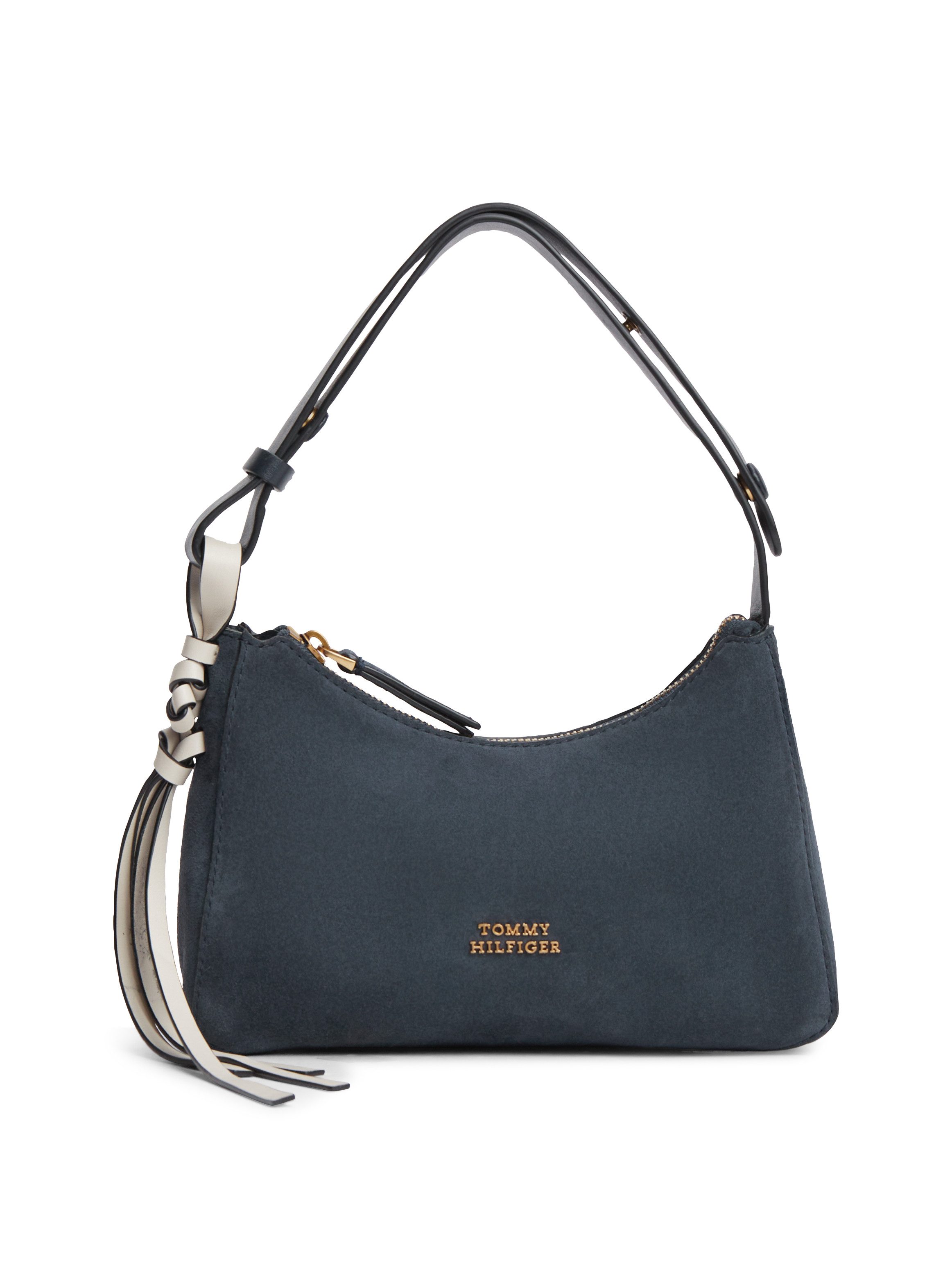 Tommy Hilfiger Schultertasche TH STATEMENT MINI SHOULD BAG SUE (Set, Abnehmbarer Anhänger), Damen Handtasche, Tragetasche mit Logoschriftzug